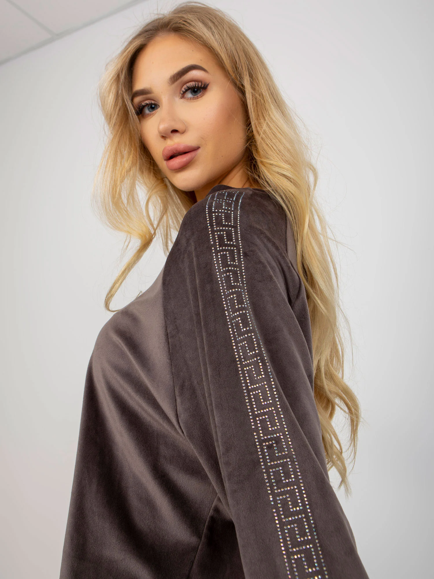 Compleu Dama Maneca lunga, Mansete elastice, RELEVANCE, Gri Casual - imagine 3