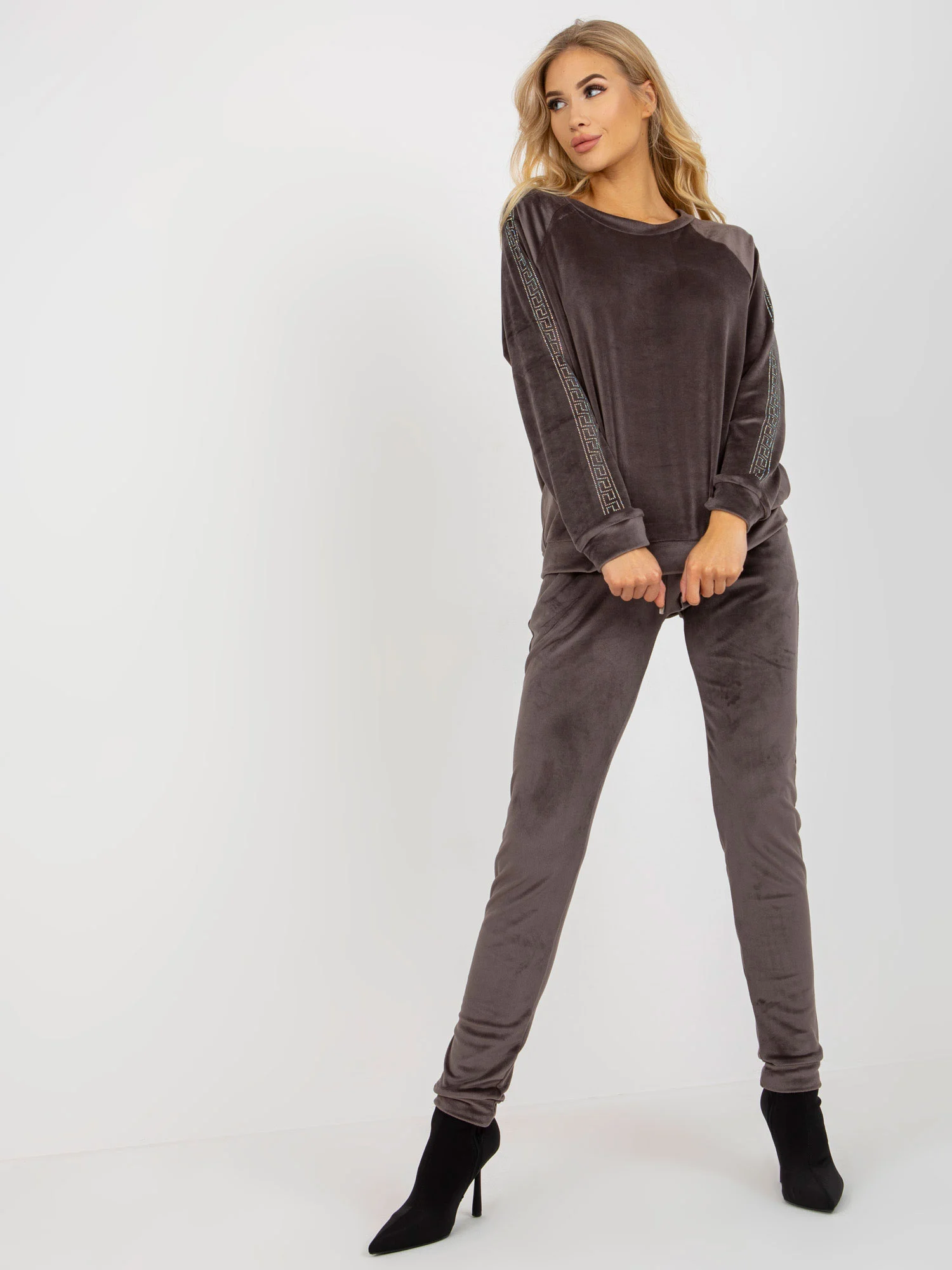 Compleu Dama Maneca lunga, Mansete elastice, RELEVANCE, Gri Casual - imagine 5