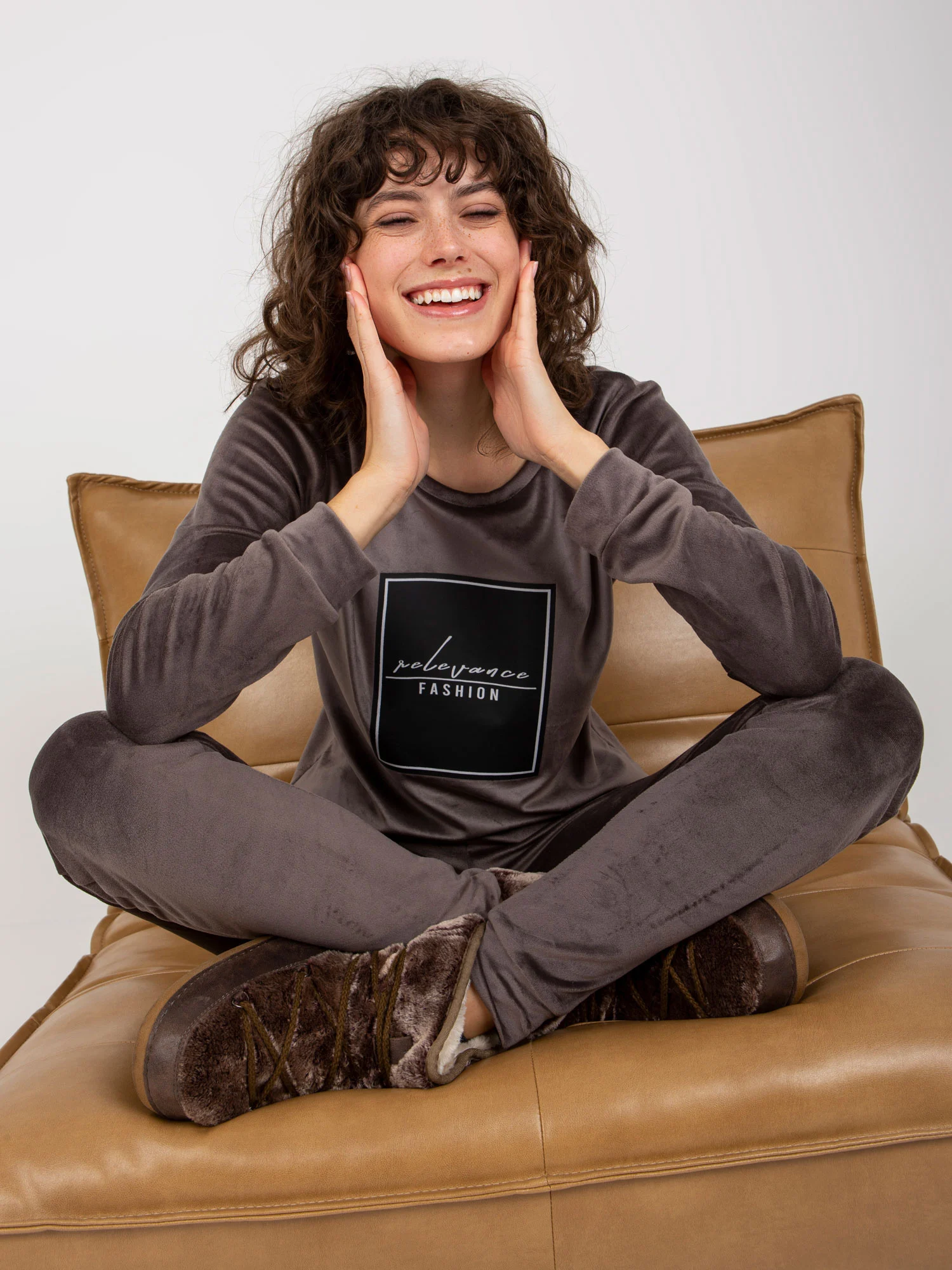 Compleu Dama Maneca lunga, Mansete elastice, RELEVANCE, Gri Casual - imagine 6