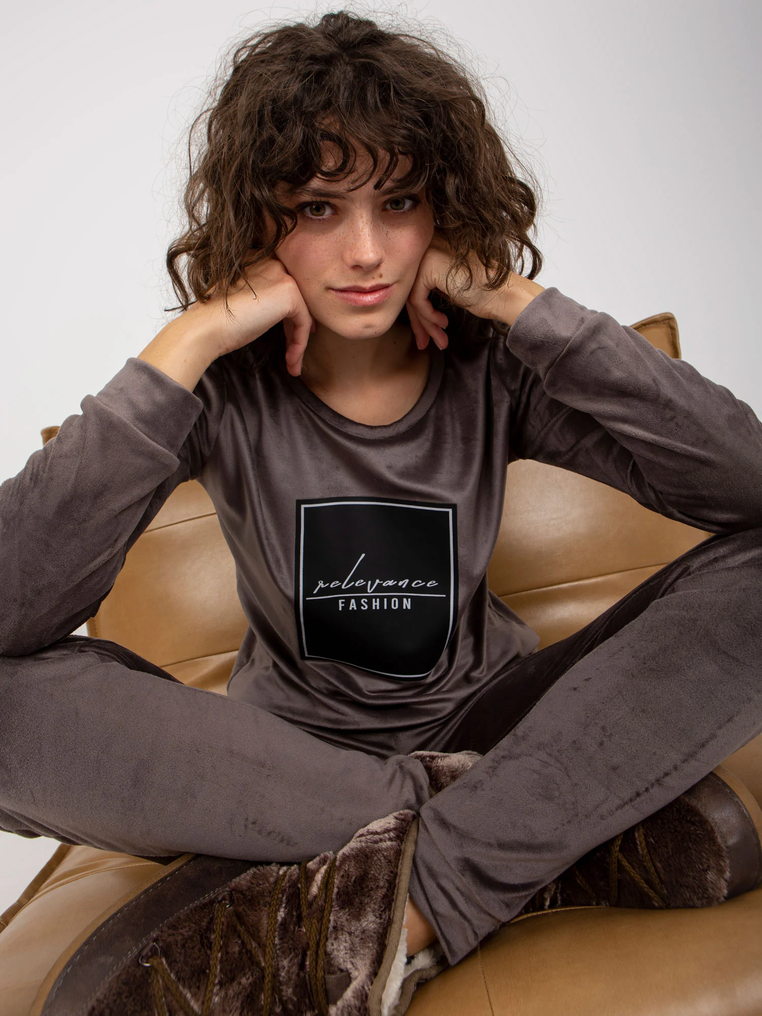 Compleu Dama Maneca lunga, Mansete elastice, RELEVANCE, Gri Casual - imagine 5