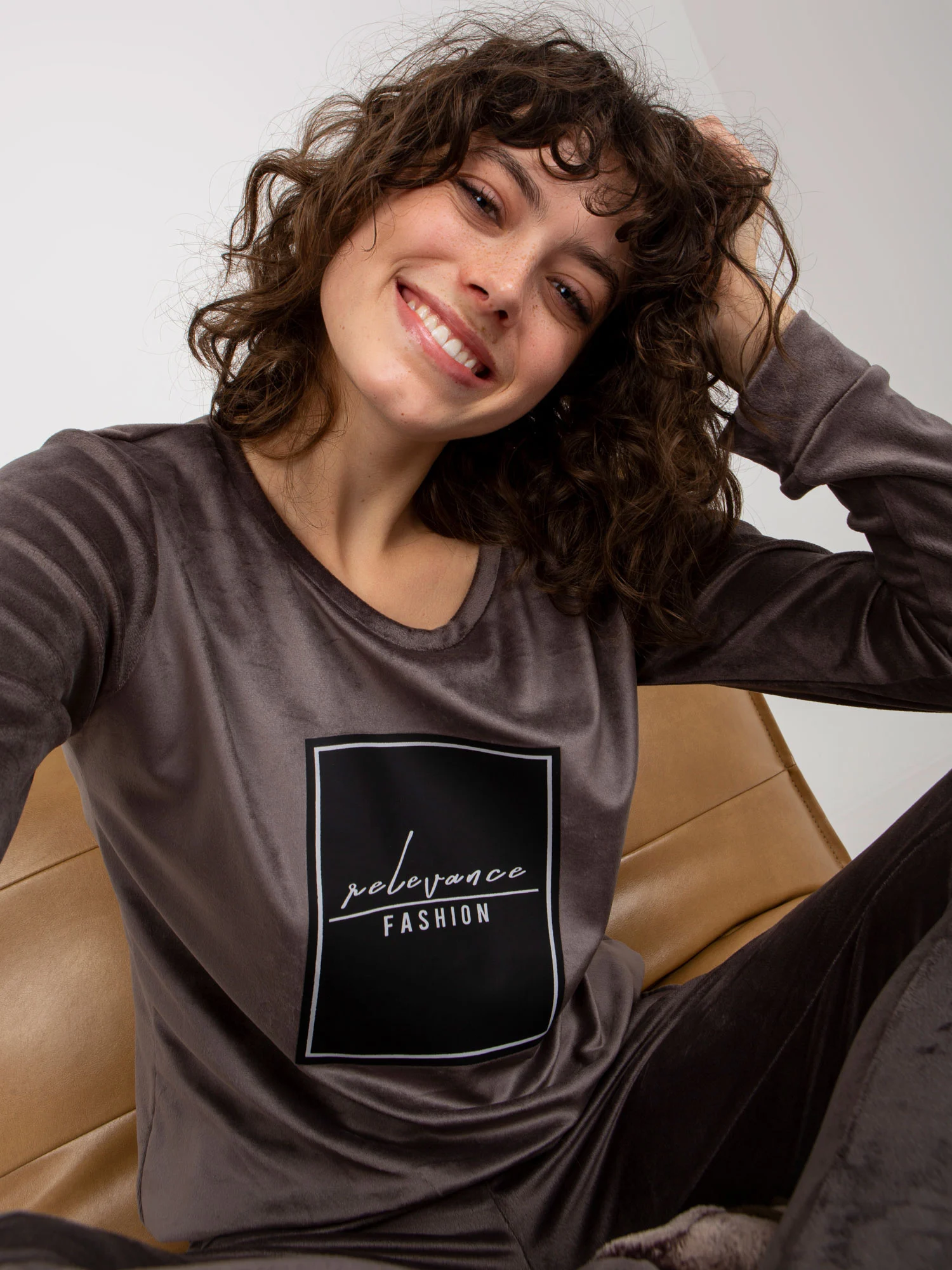 Compleu Dama Maneca lunga, Mansete elastice, RELEVANCE, Gri Casual - imagine 7