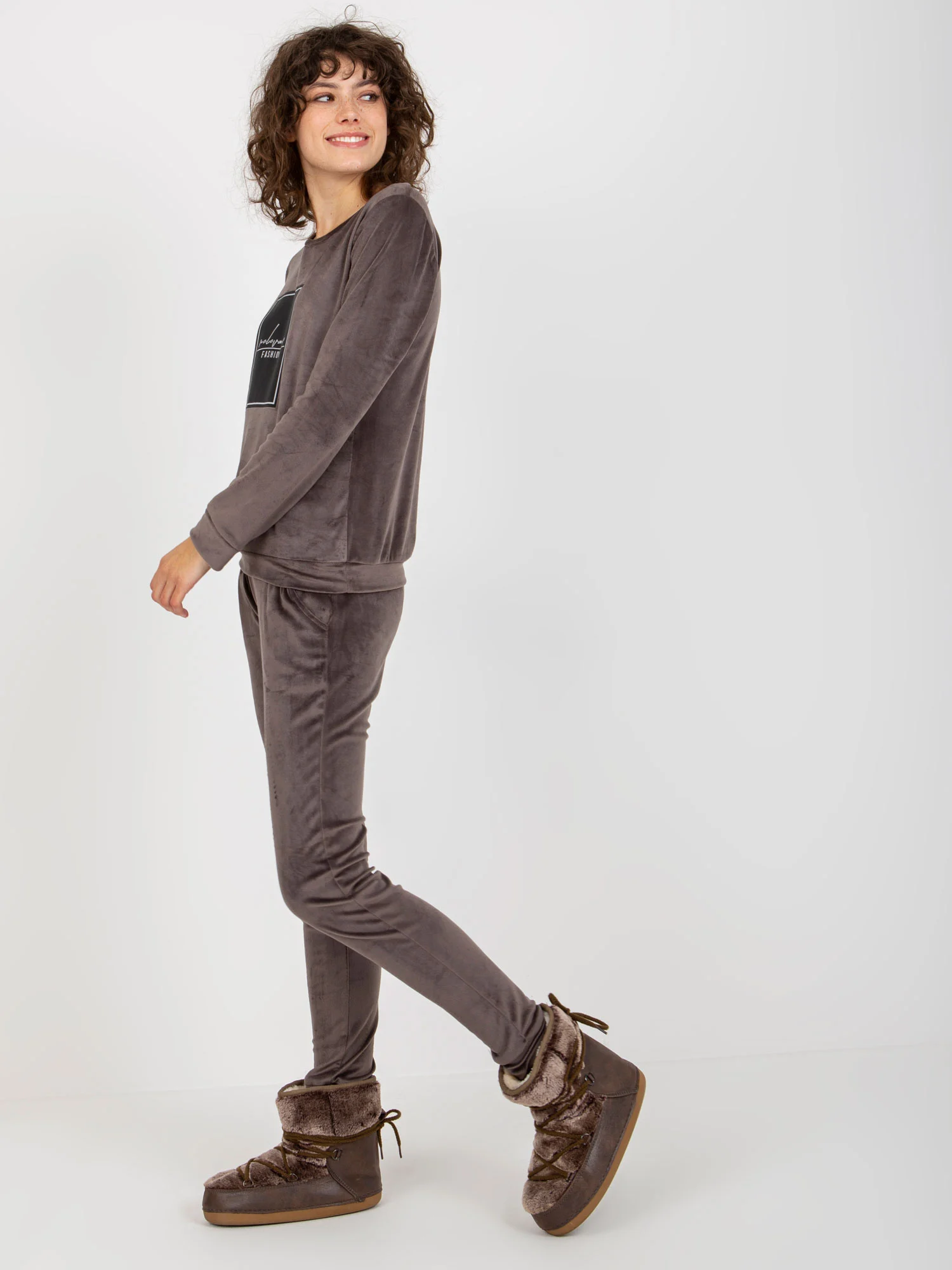 Compleu Dama Maneca lunga, Mansete elastice, RELEVANCE, Gri Casual - imagine 2