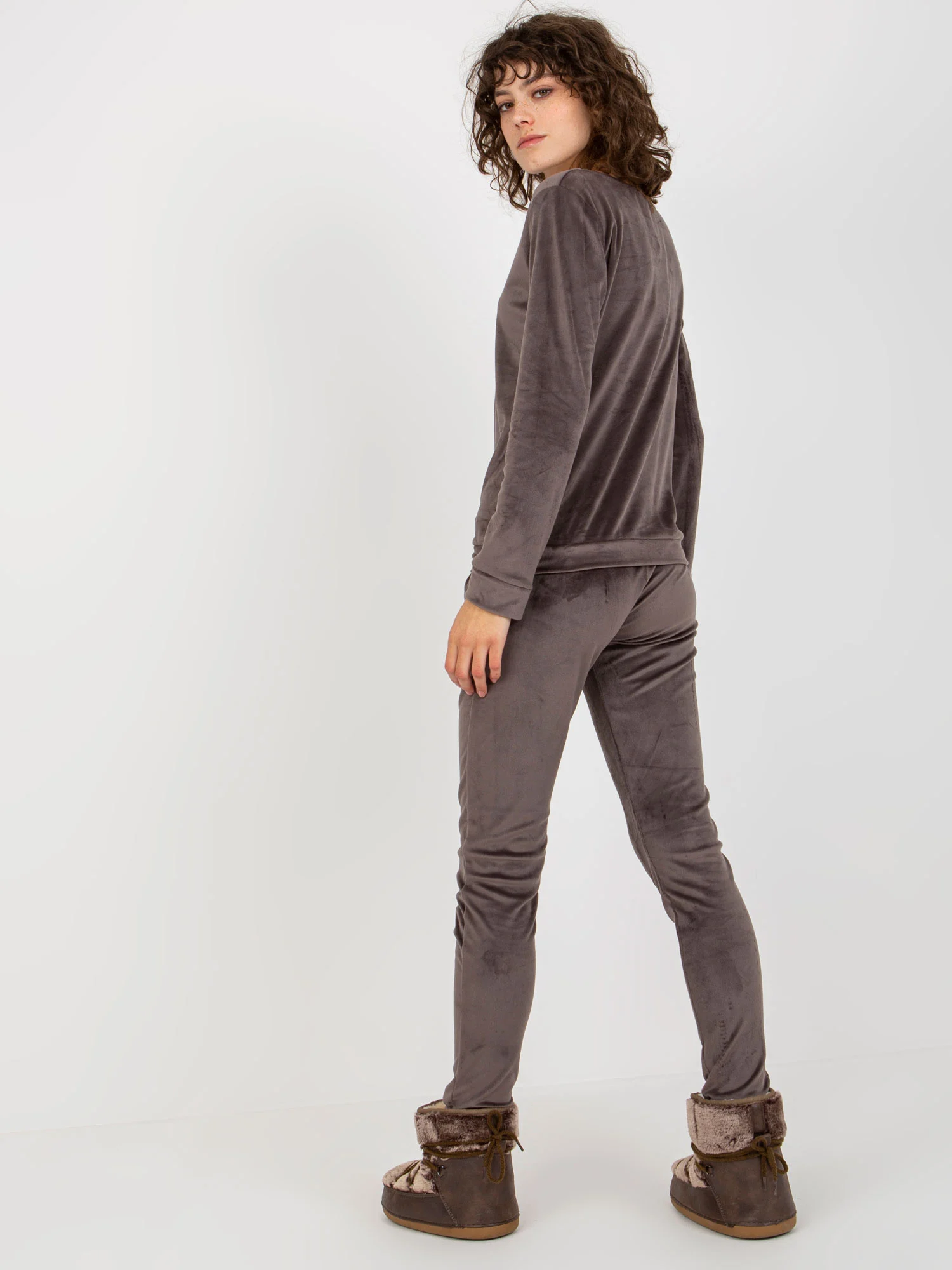 Compleu Dama Maneca lunga, Mansete elastice, RELEVANCE, Gri Casual - imagine 4