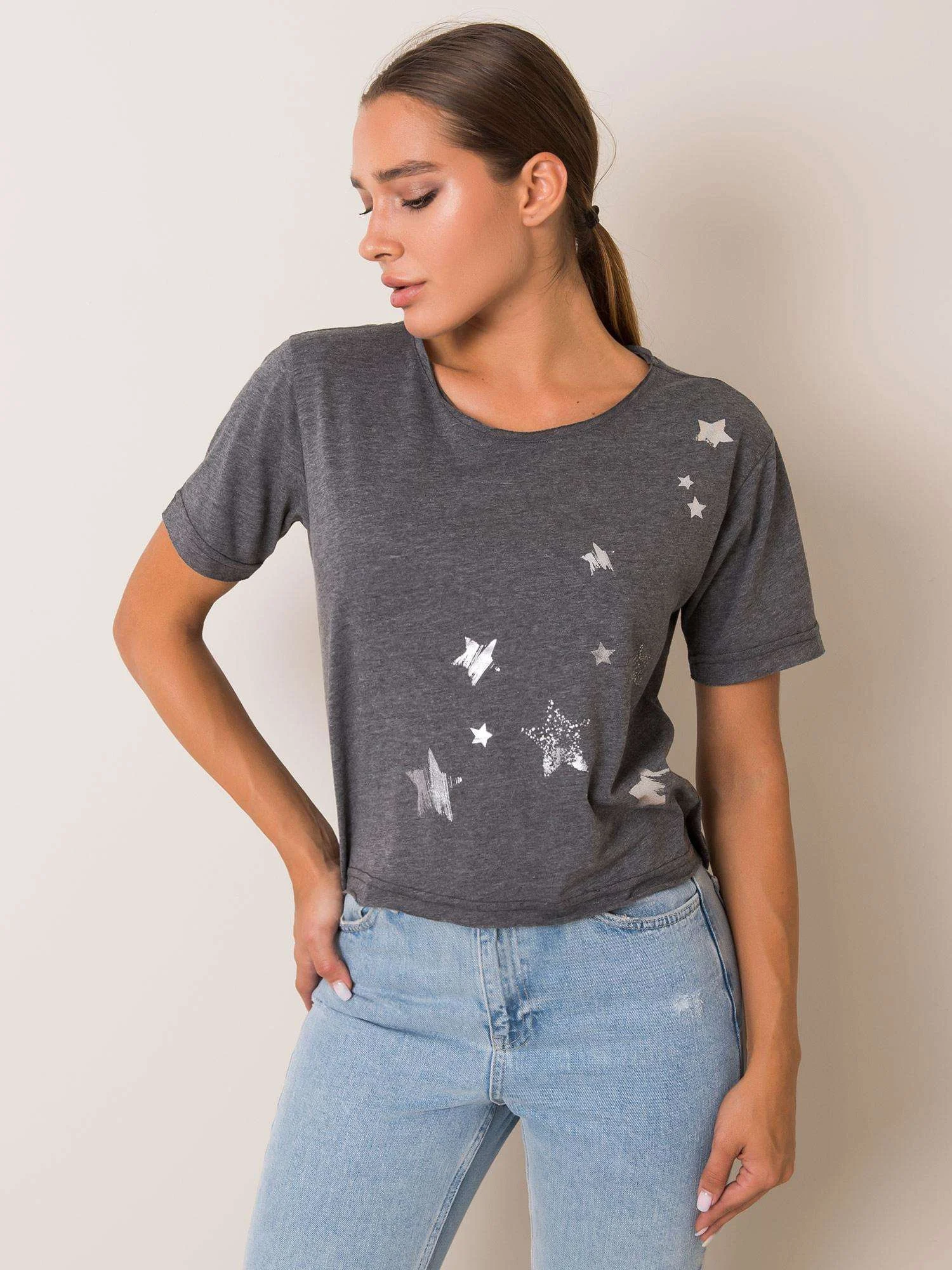 Tricou Dama Mini, Imprimat, For Fitness, Gri - imagine 2