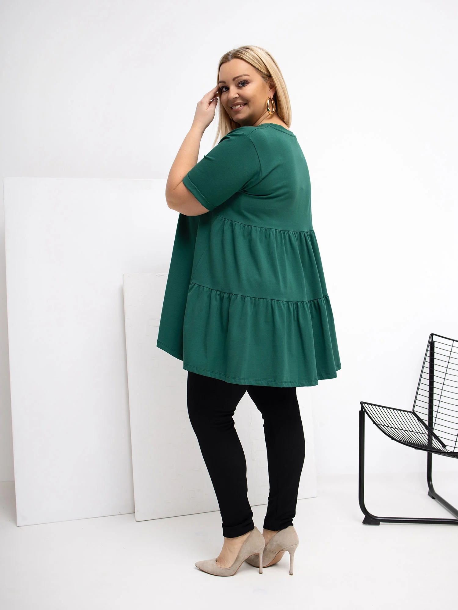 Bluza Dama Mini, Decolteu rotund, RELEVANCE, Verde Casual - imagine 2