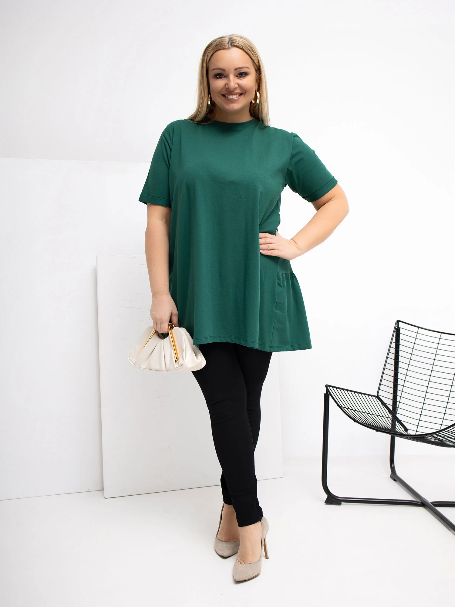 Bluza Dama Mini, Decolteu rotund, RELEVANCE, Verde Casual - imagine 5
