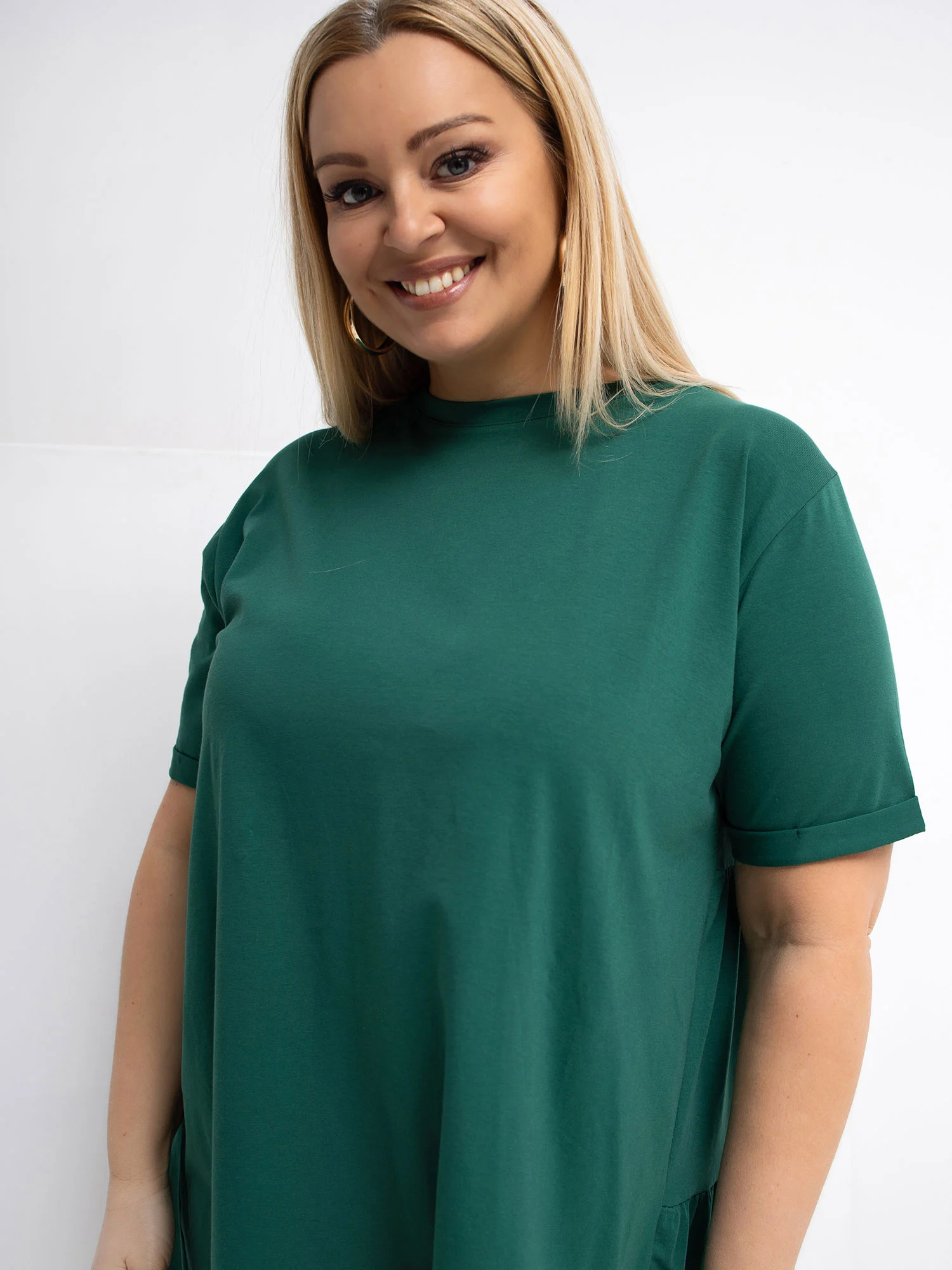 Bluza Dama Mini, Decolteu rotund, RELEVANCE, Verde Casual - imagine 3