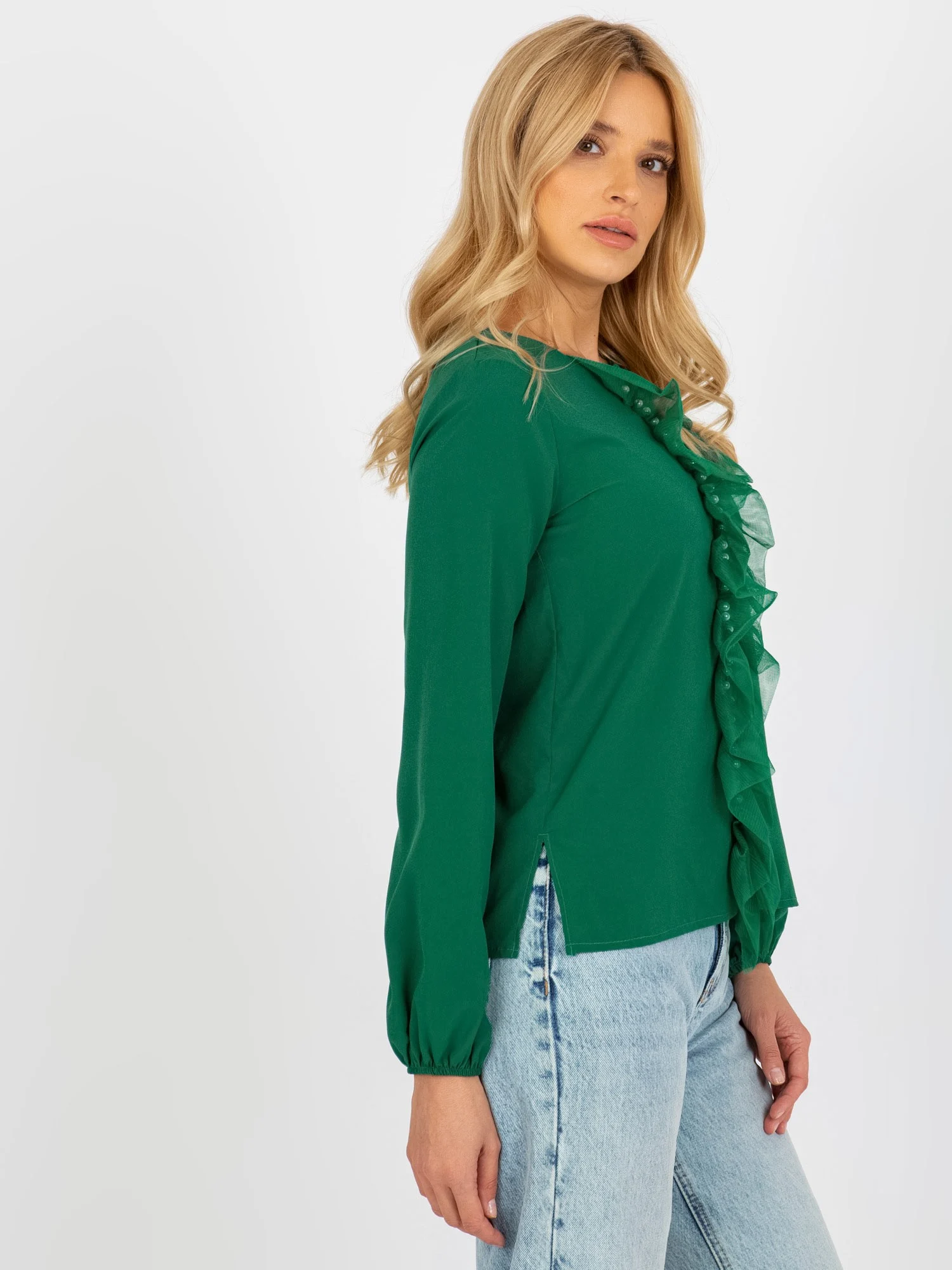 Bluza Dama Maneca lunga, Elegant, LAKERTA, Verde Eleganta Office - imagine 3