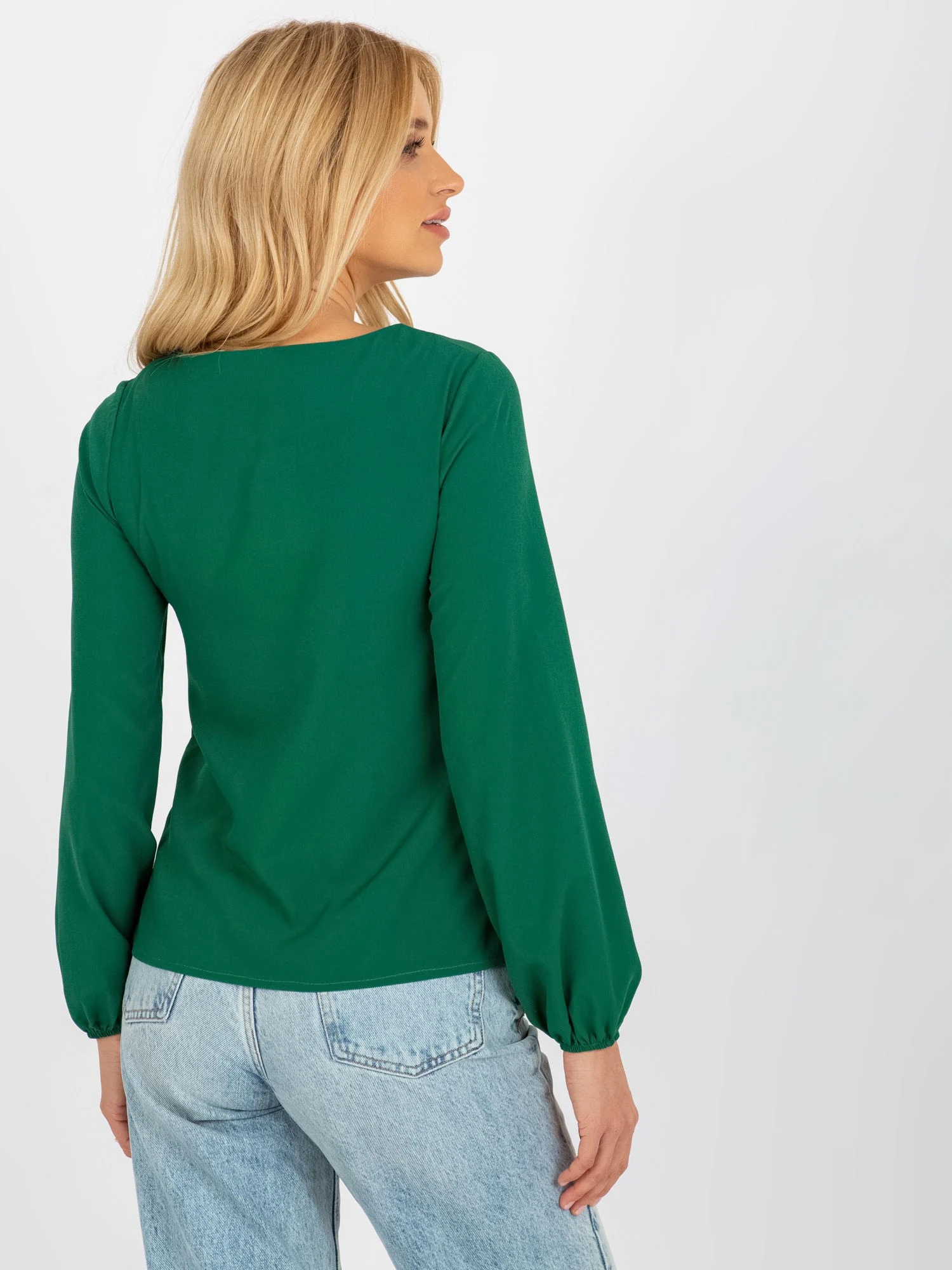 Bluza Dama Maneca lunga, Elegant, LAKERTA, Verde Eleganta Office - imagine 5