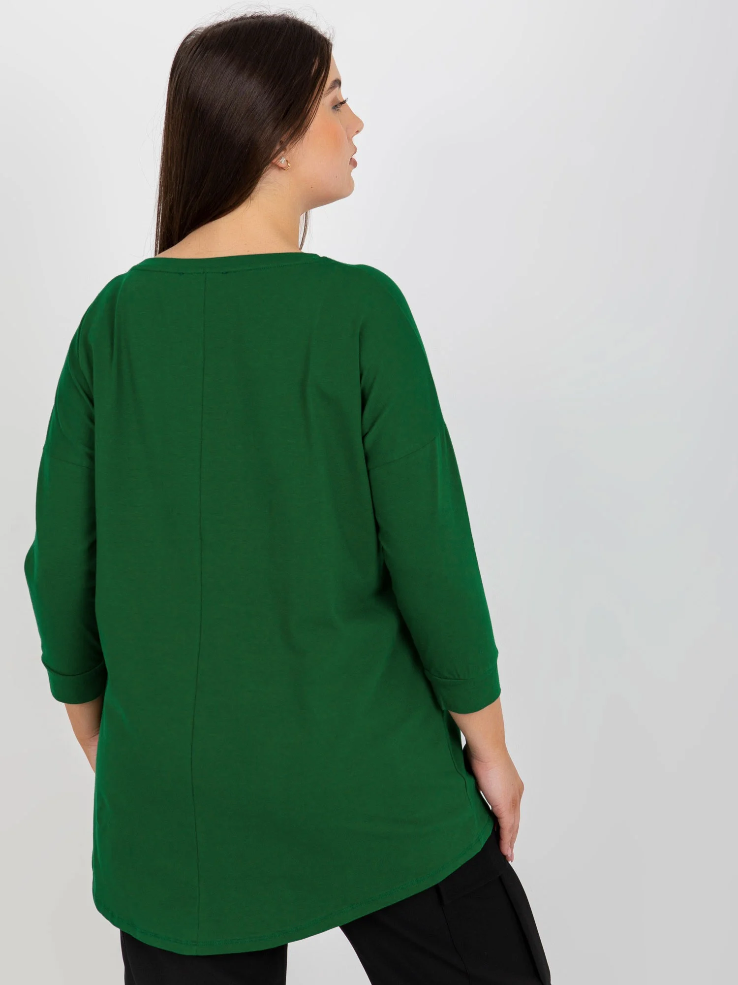 Bluza Dama Maneca 3/4, Decolteu rotund, VITON, Verde Eleganta Office - imagine 5