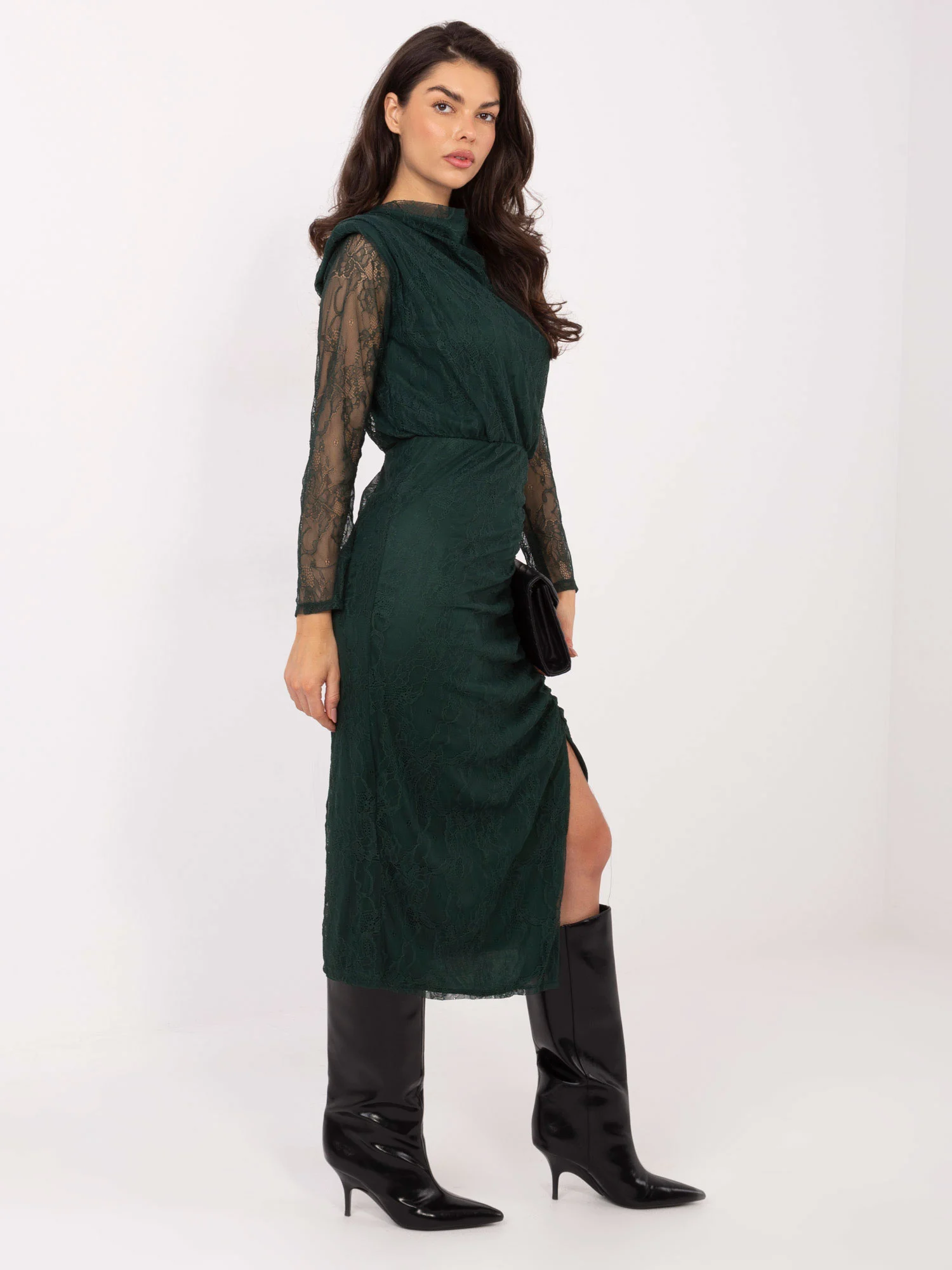 Rochie Dama Maxi, Dantela, ITALY MODA, Verde Eleganta - Image 2