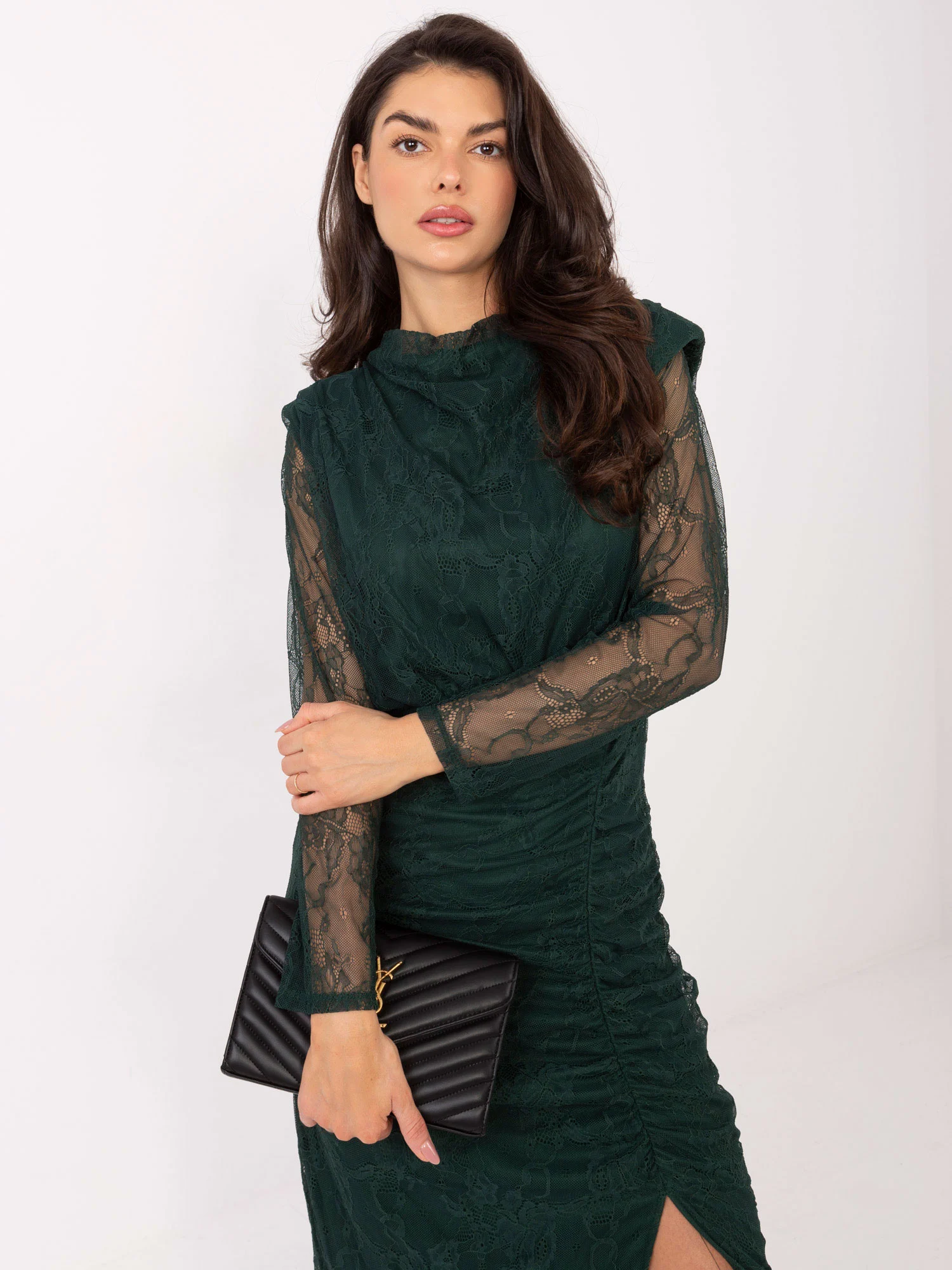 Rochie Dama Maxi, Dantela, ITALY MODA, Verde Eleganta - Image 3