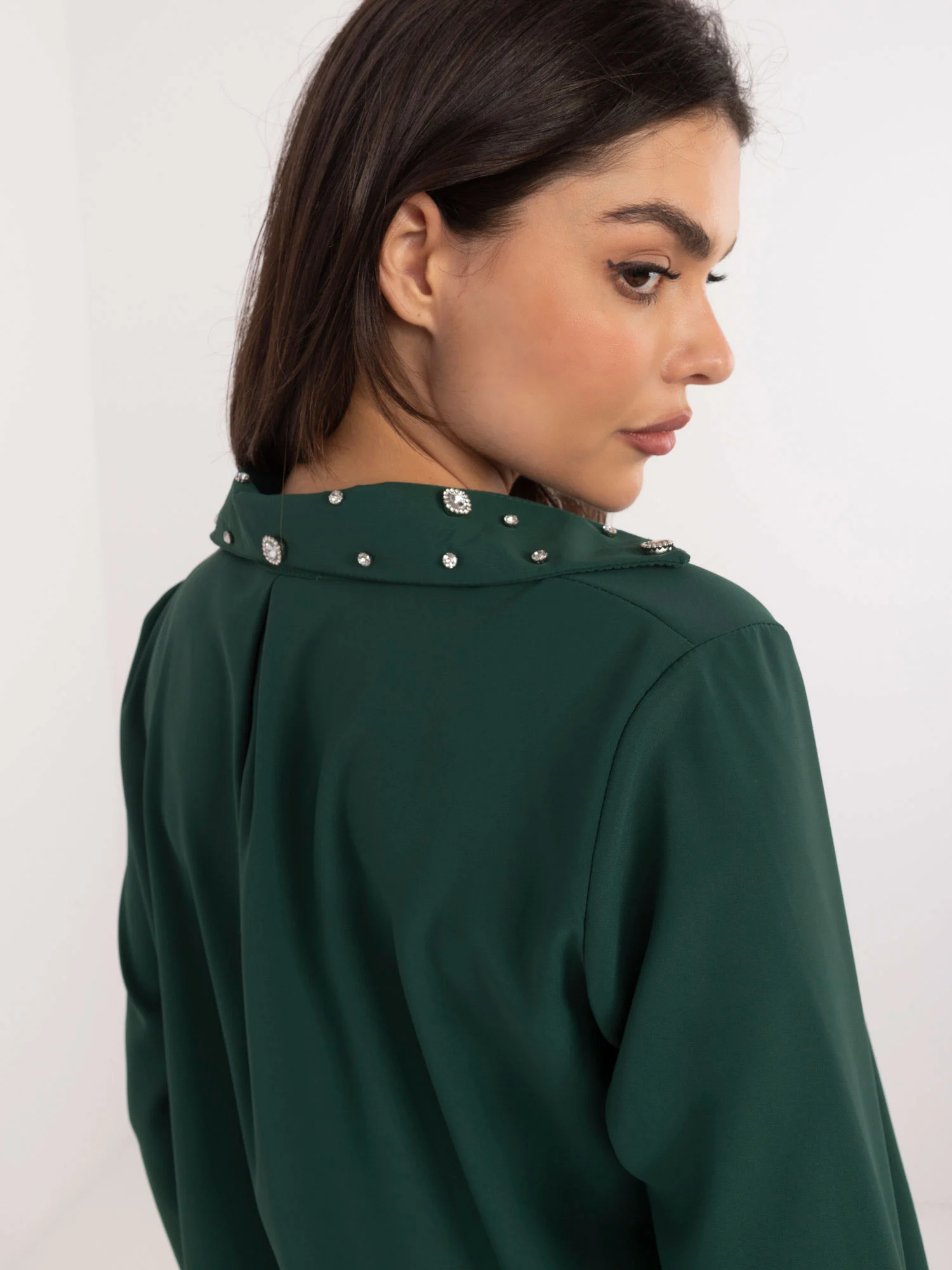 Camasa Dama Maneca lunga, Elegant, ITALY MODA, Verde Eleganta Office - imagine 2
