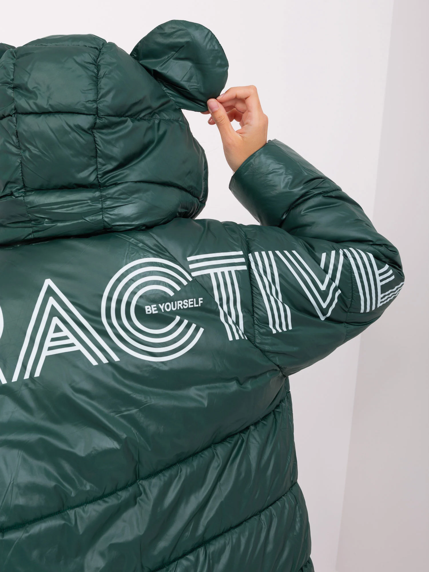 Jacheta Dama Maneca lunga, Guler inalt, Trendy. ING, Verde Casual - imagine 2