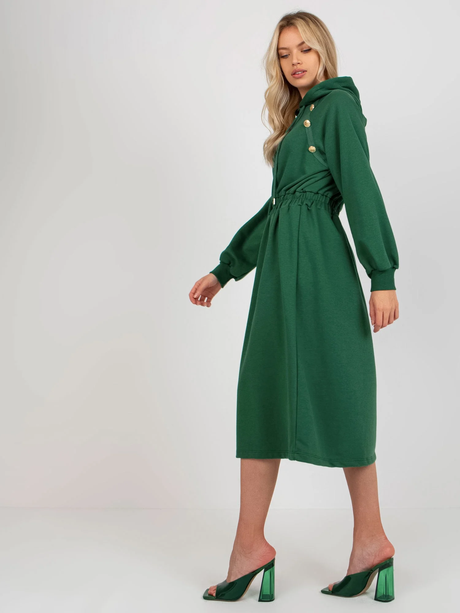 Rochie Dama Maxi, Lejera, RELEVANCE, Verde Eleganta Office - Image 3