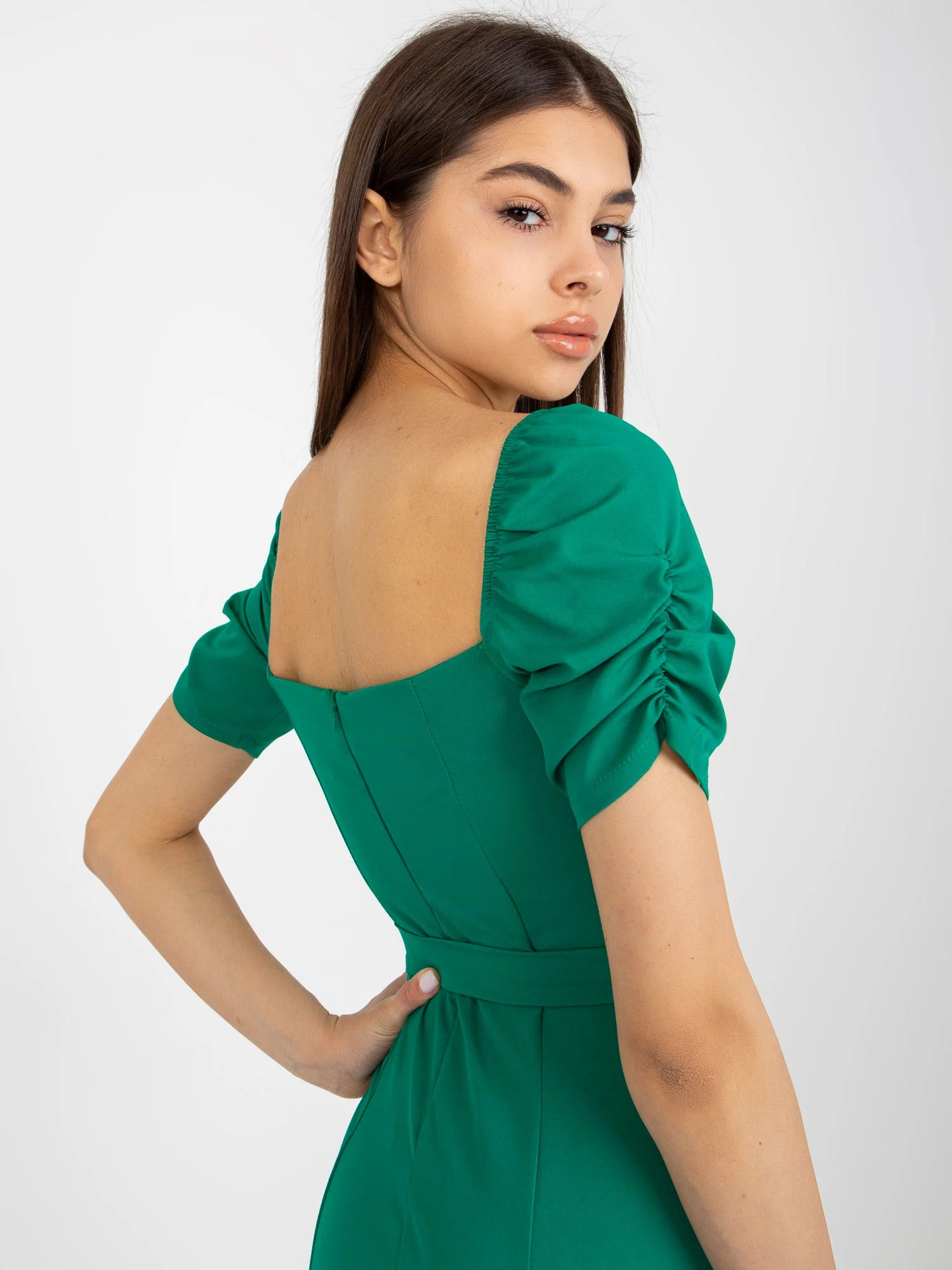 Rochie Dama Mini, Croiala dreapta, LAKERTA, Verde de Sarbatori - imagine 5