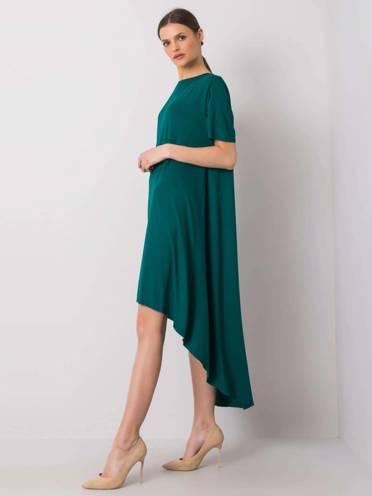 Rochie Dama Midi, Rochie asimetrica, RUE PARIS, Verde de Vara - Image 2