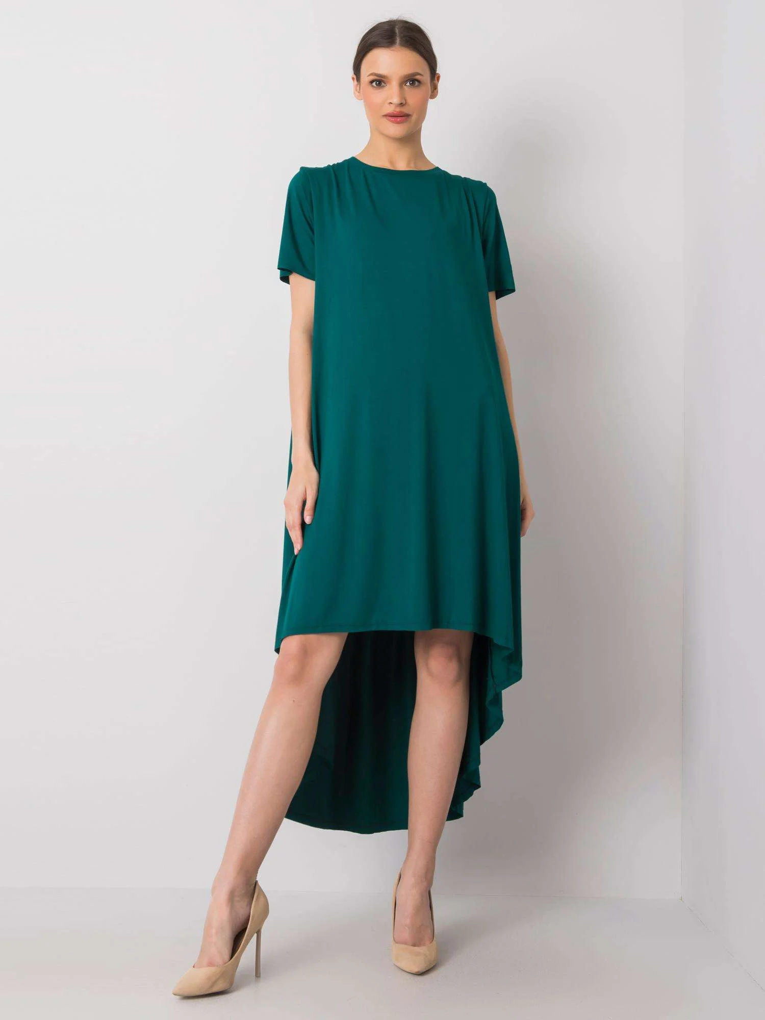 Rochie Dama Midi, Rochie asimetrica, RUE PARIS, Verde de Vara - Image 3