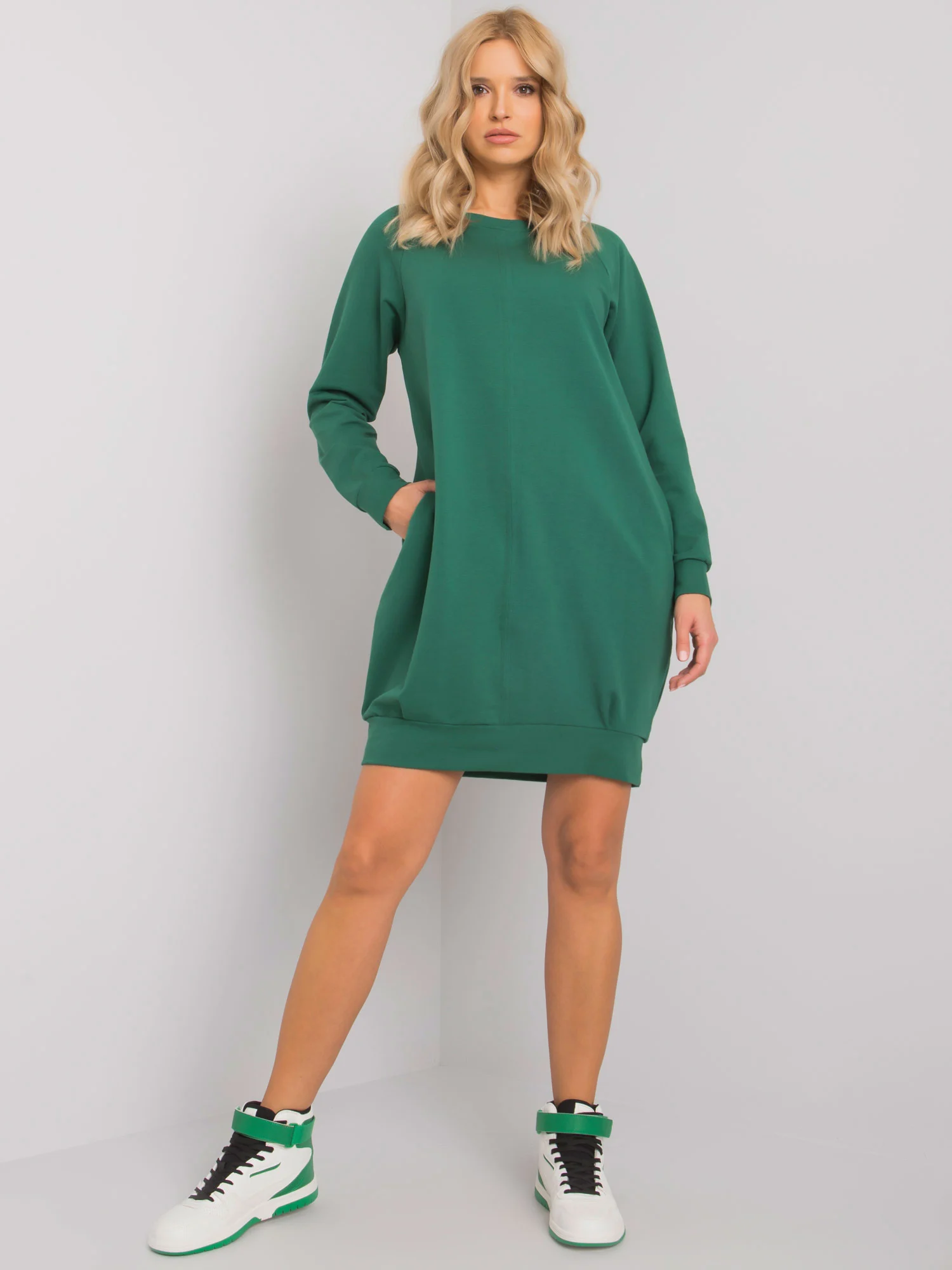 Rochie Dama Maxi, Oversize, BASIC FEEL GOOD, Verde Casual - Image 5