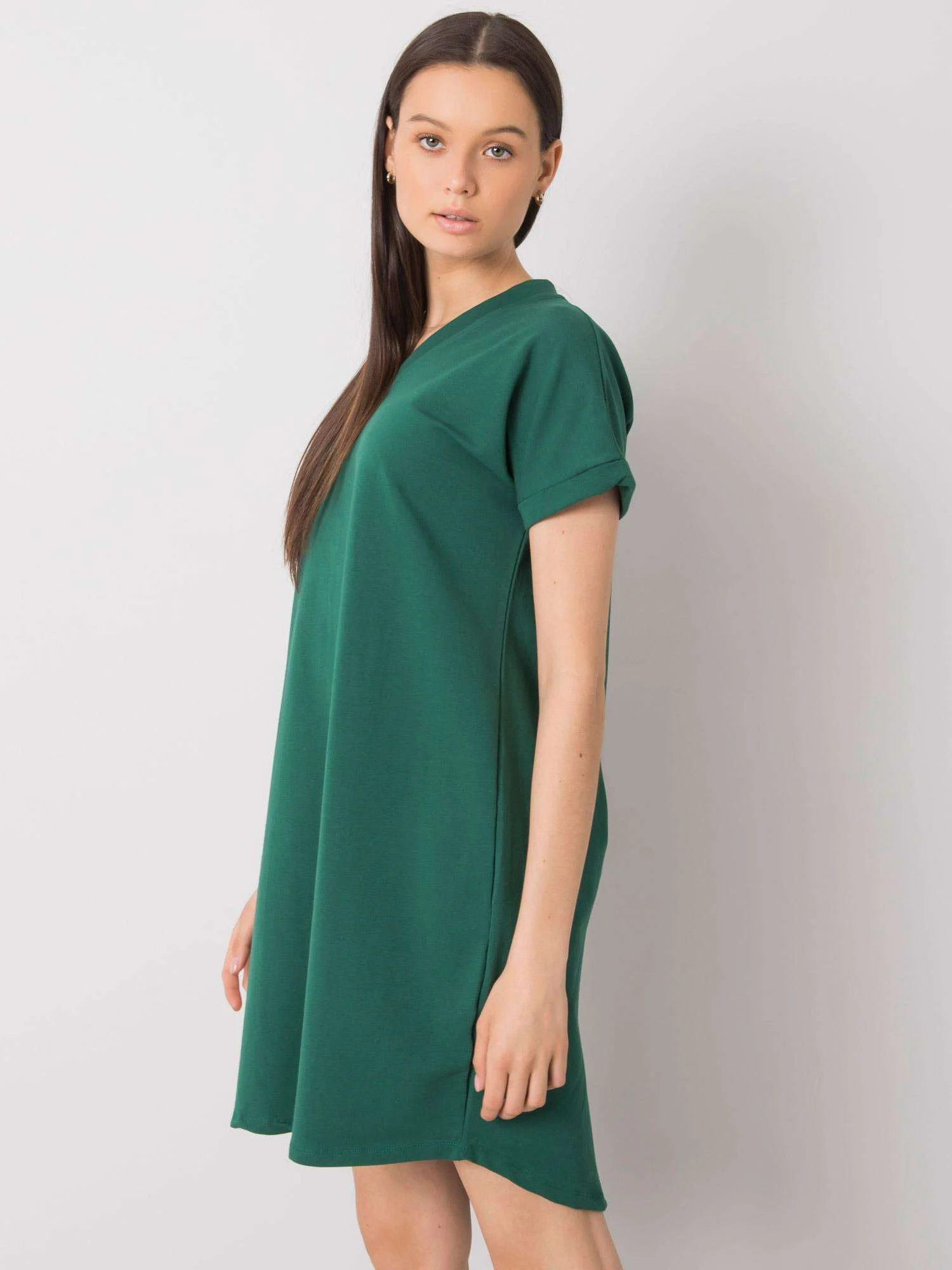 Rochie Dama Mini, Rochie asimetrica, RUE PARIS, Verde Eleganta Office - imagine 2
