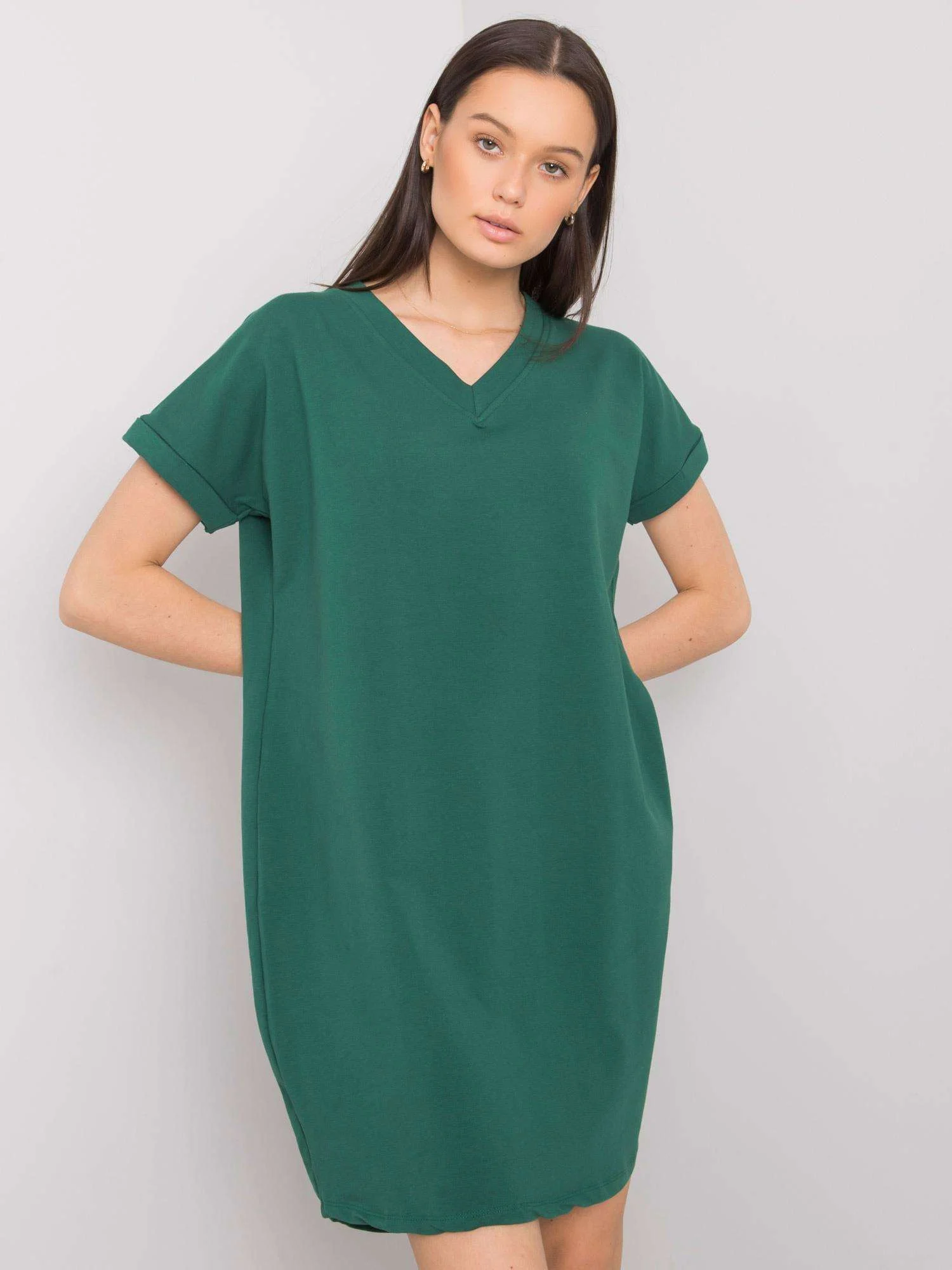 Rochie Dama Mini, Rochie asimetrica, RUE PARIS, Verde Eleganta Office - imagine 3