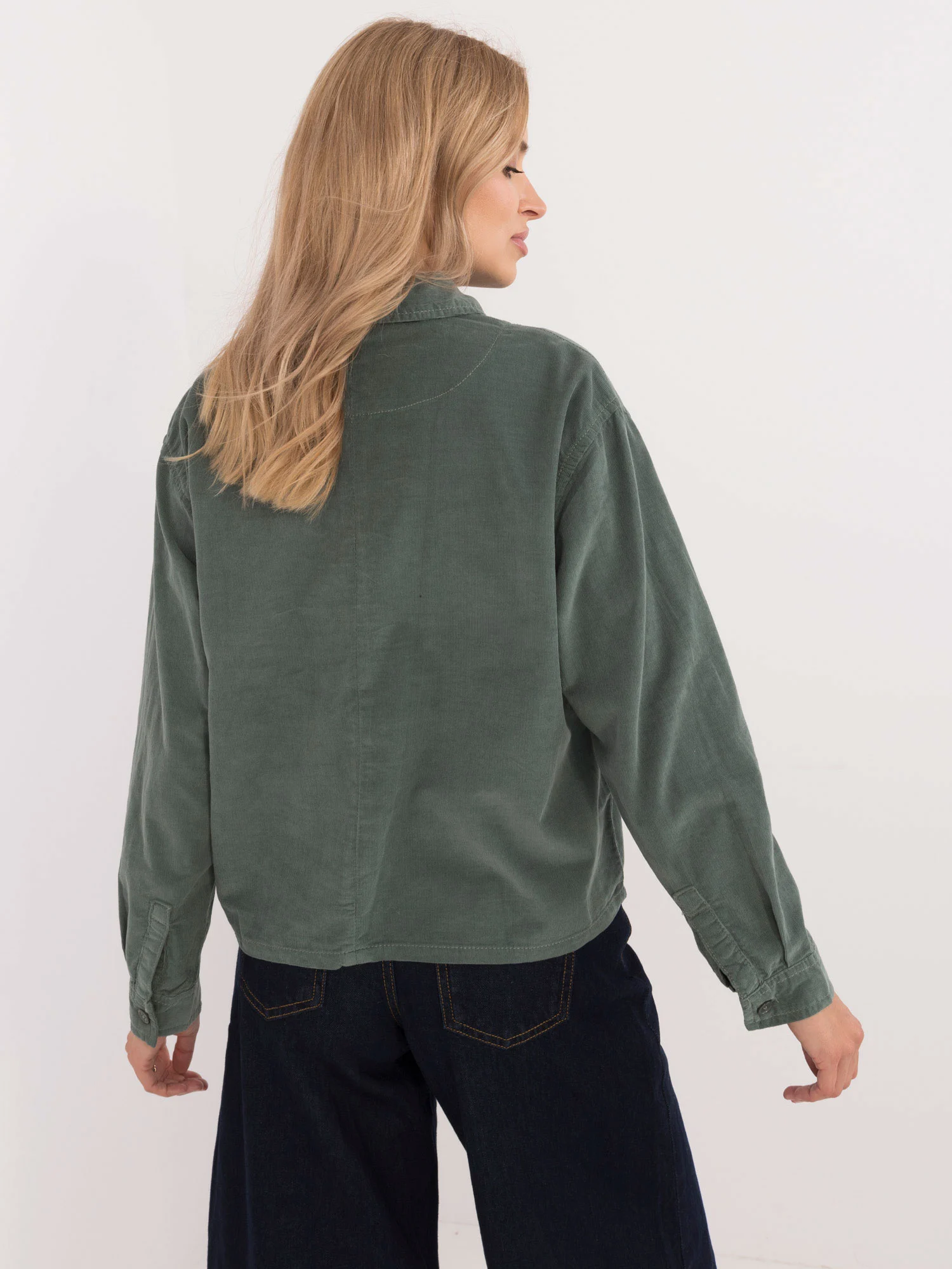 Camasa Dama Maneca lunga, Guler inalt, Sublevel, Verde Eleganta Office - imagine 4