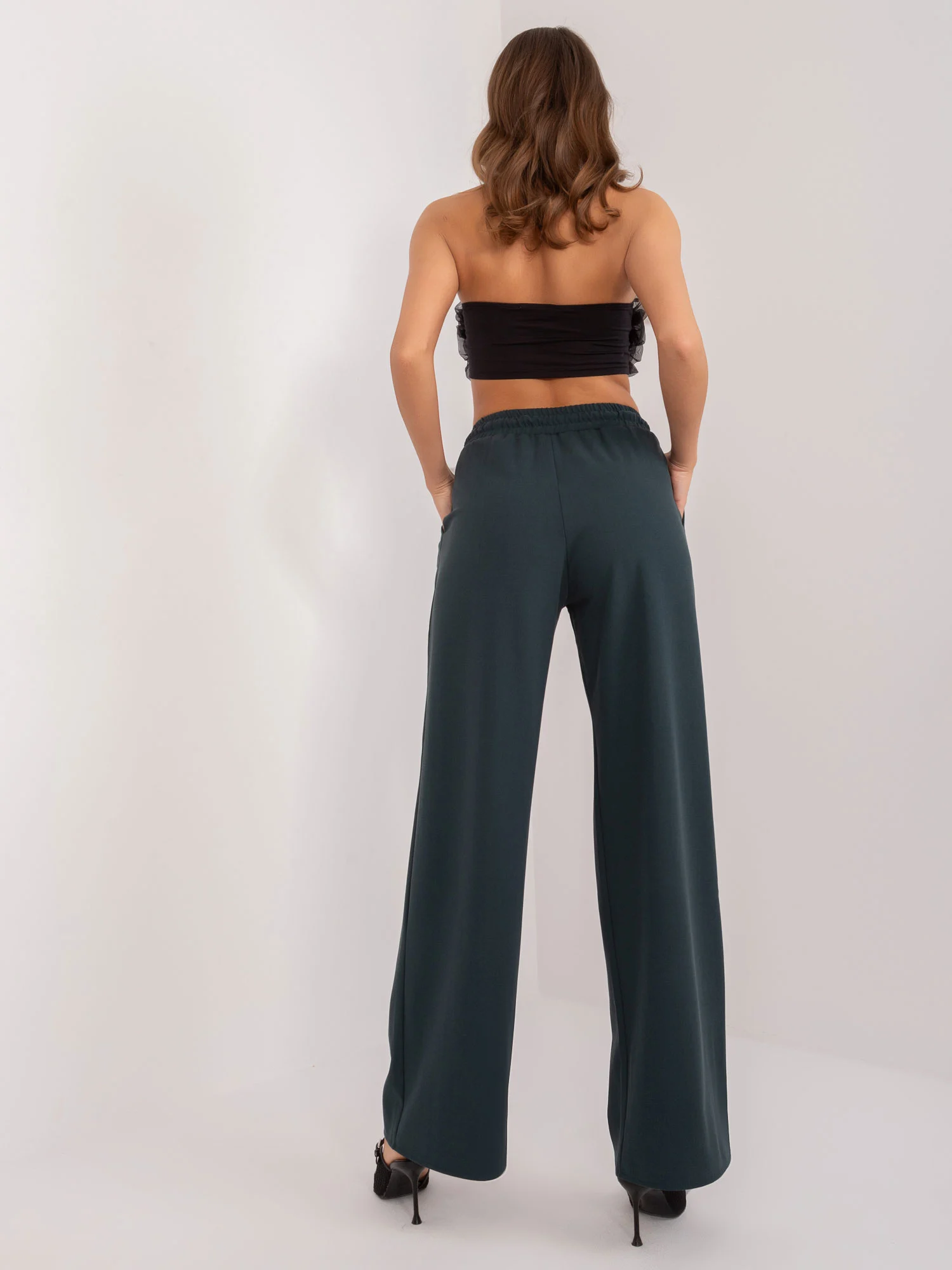Pantaloni Dama Elegant, Guler inalt, LAKERTA, Verde Eleganta Office - imagine 3