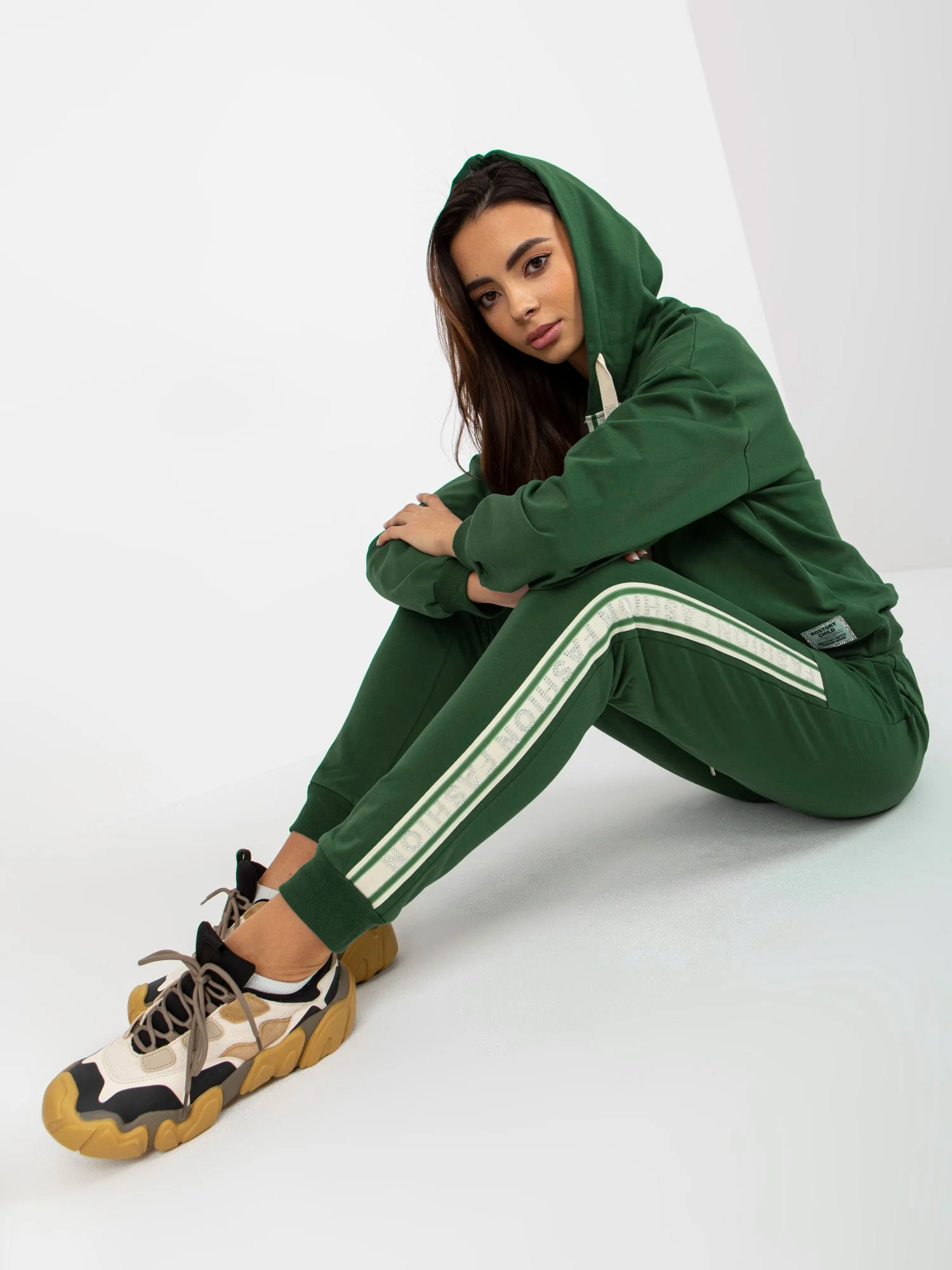 Compleu Dama Maneca lunga, Mansete elastice, RELEVANCE, Verde Casual - imagine 2