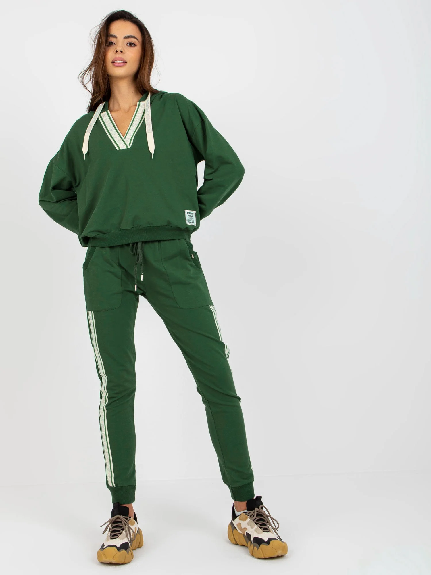 Compleu Dama Maneca lunga, Mansete elastice, RELEVANCE, Verde Casual - imagine 7