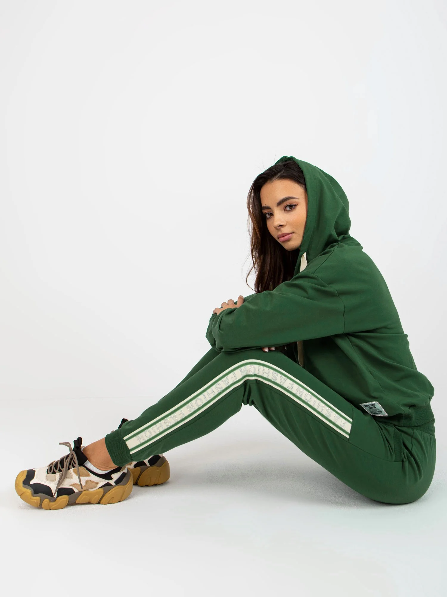 Compleu Dama Maneca lunga, Mansete elastice, RELEVANCE, Verde Casual - imagine 3