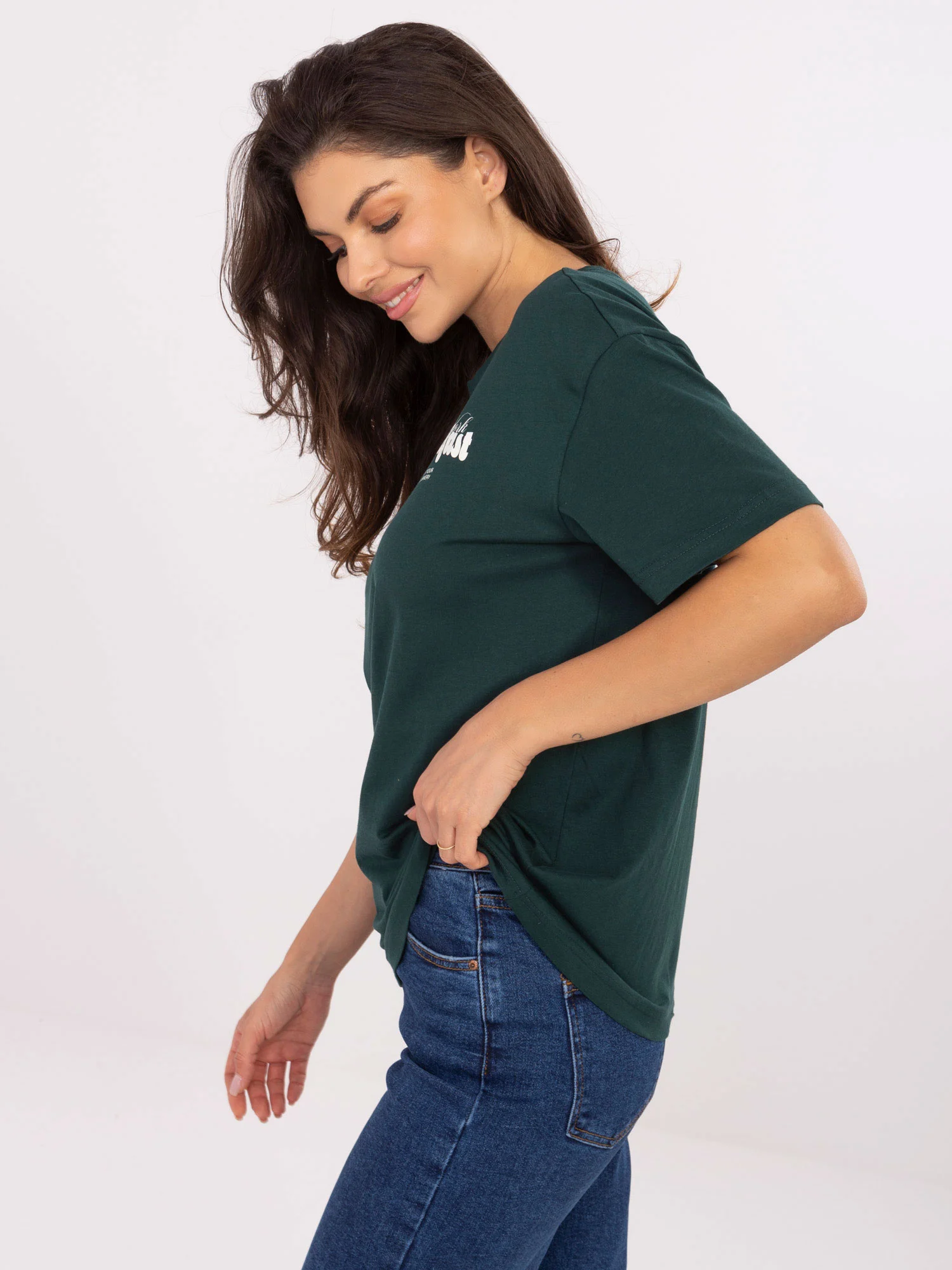 Tricou Dama Mini, Decolteu rotund, Sublevel, Verde Casual - imagine 2