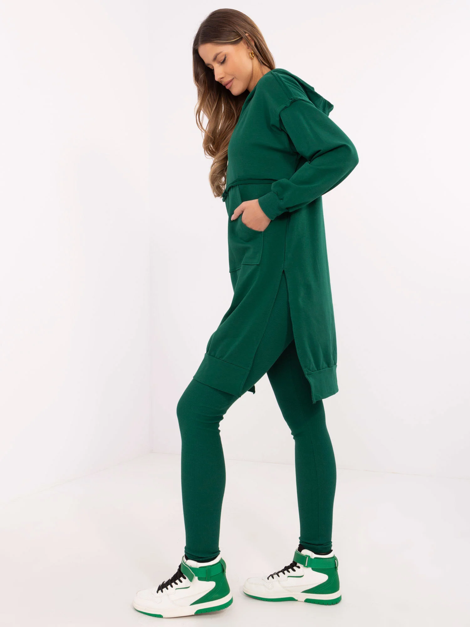 Compleu Dama Maneca lunga, Conica, My Red Lips, Verde Casual - imagine 2