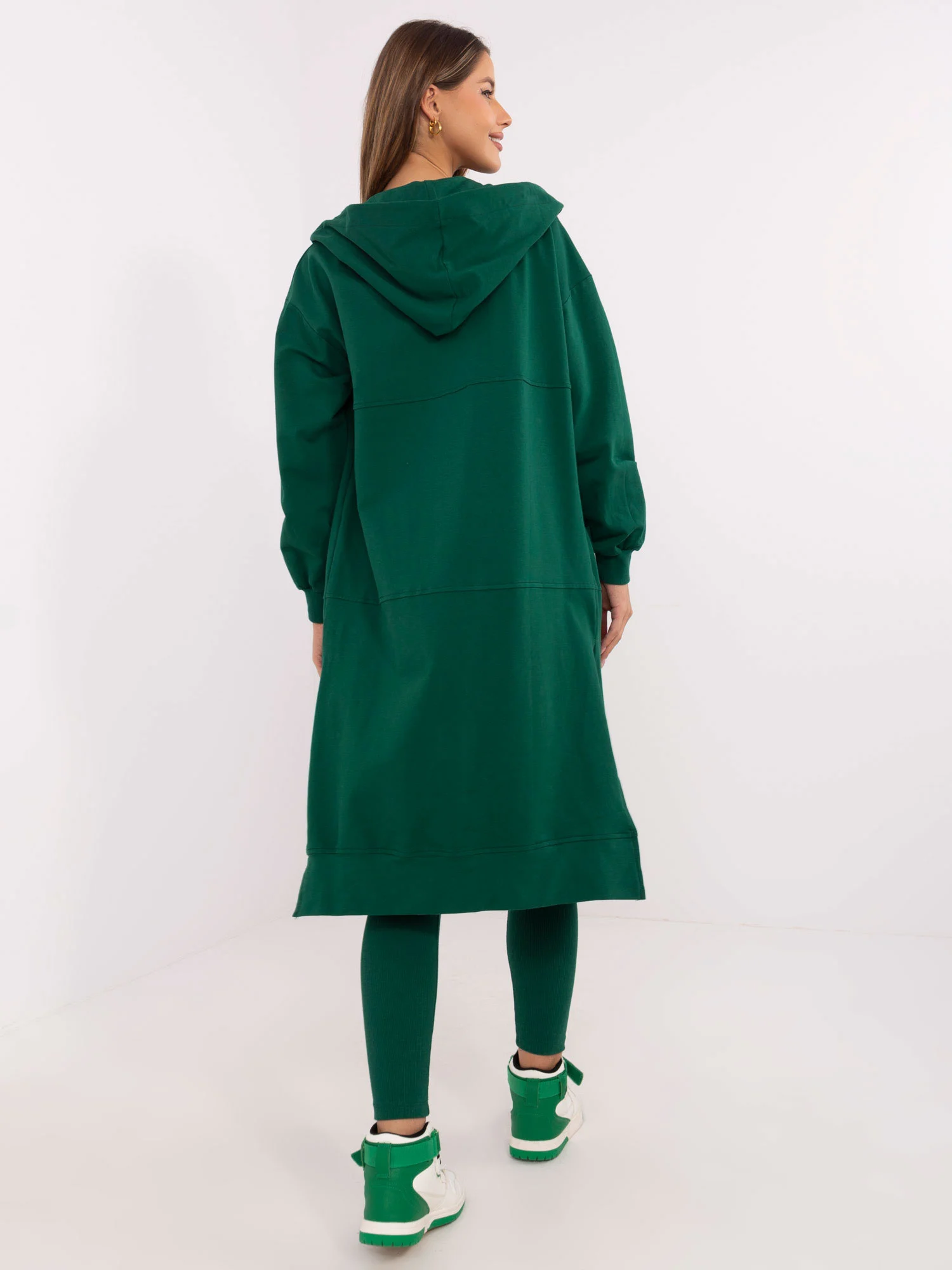 Compleu Dama Maneca lunga, Dungi, My Red Lips, Verde Casual - imagine 3
