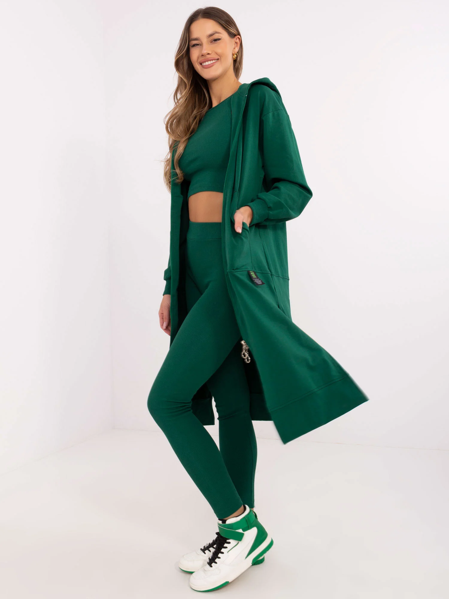 Compleu Dama Maneca lunga, Dungi, My Red Lips, Verde Casual - imagine 6