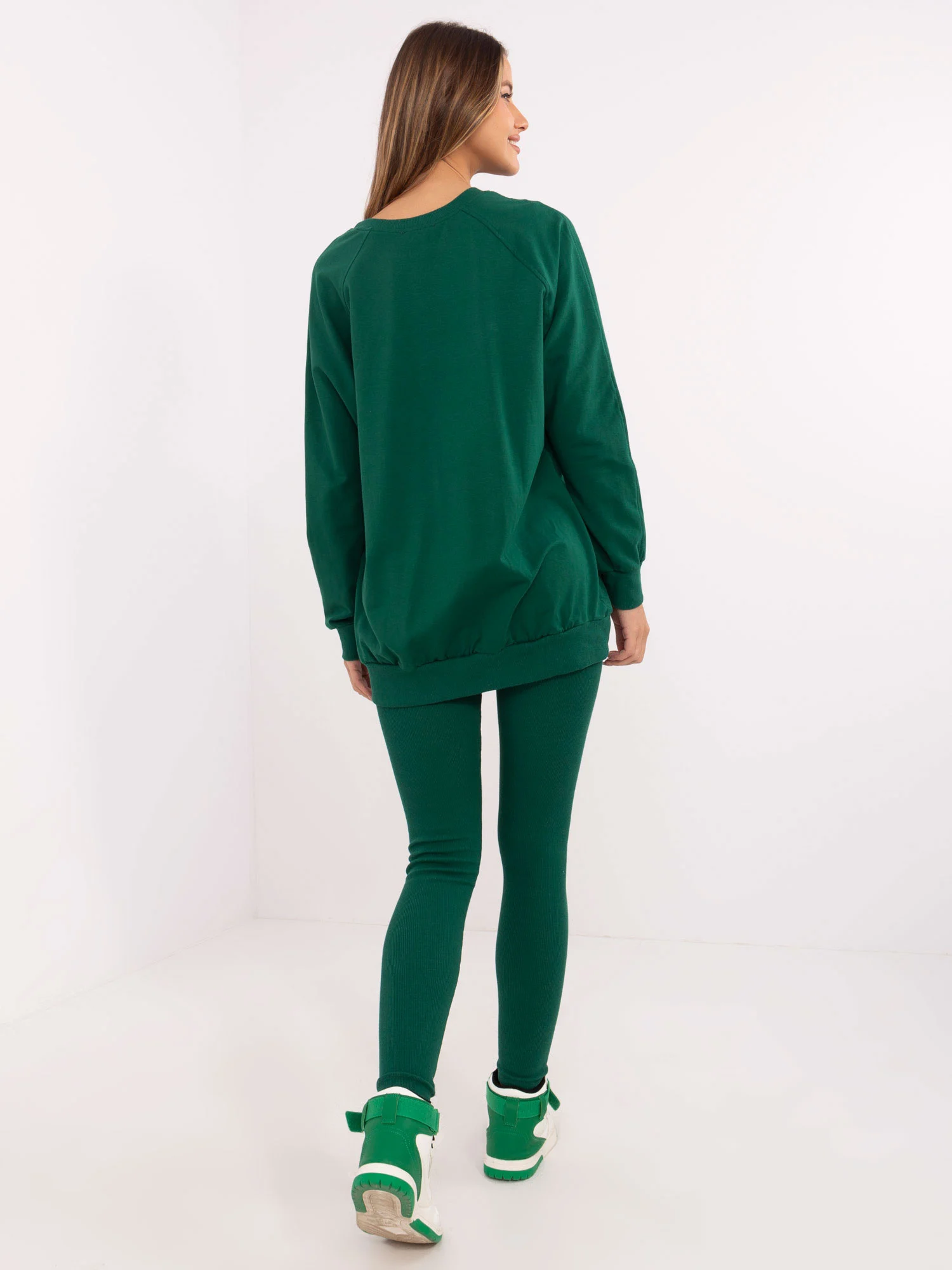 Compleu Dama Maneca lunga, Conica, My Red Lips, Verde Casual - imagine 4