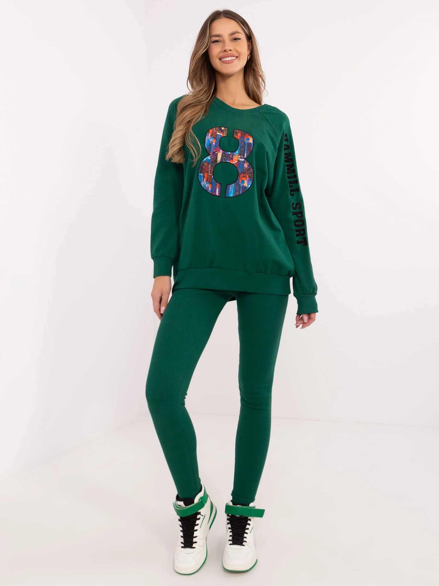 Compleu Dama Maneca lunga, Conica, My Red Lips, Verde Casual - imagine 6