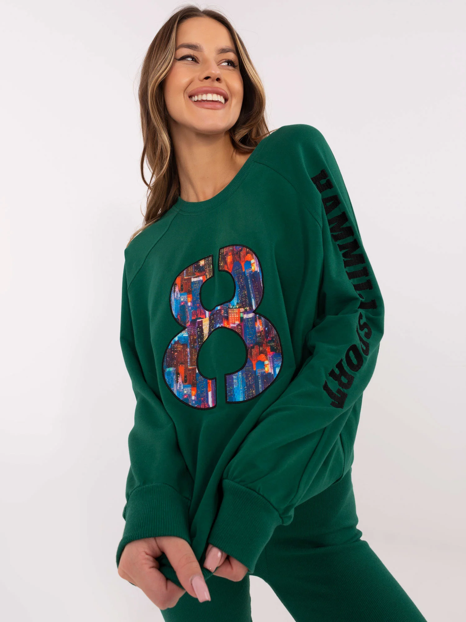 Compleu Dama Maneca lunga, Conica, My Red Lips, Verde Casual - imagine 5
