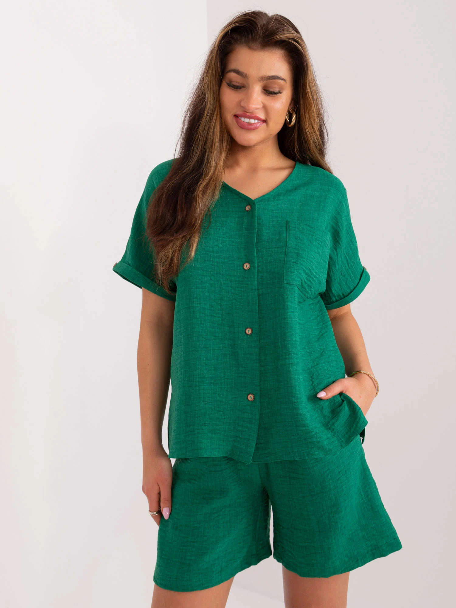 Compleu Dama Mini, Larga, LAKERTA, Verde Casual - imagine 4