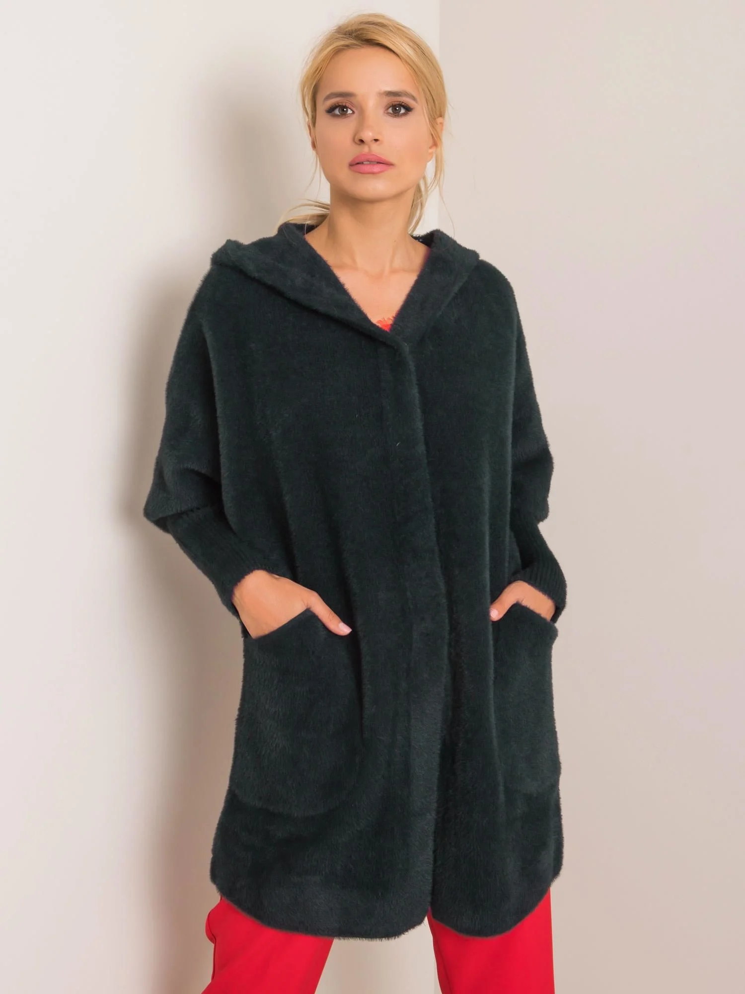 Palton Dama Maneca lunga, Oversize, Fashion Hunters, Khaki de Vara - imagine 2