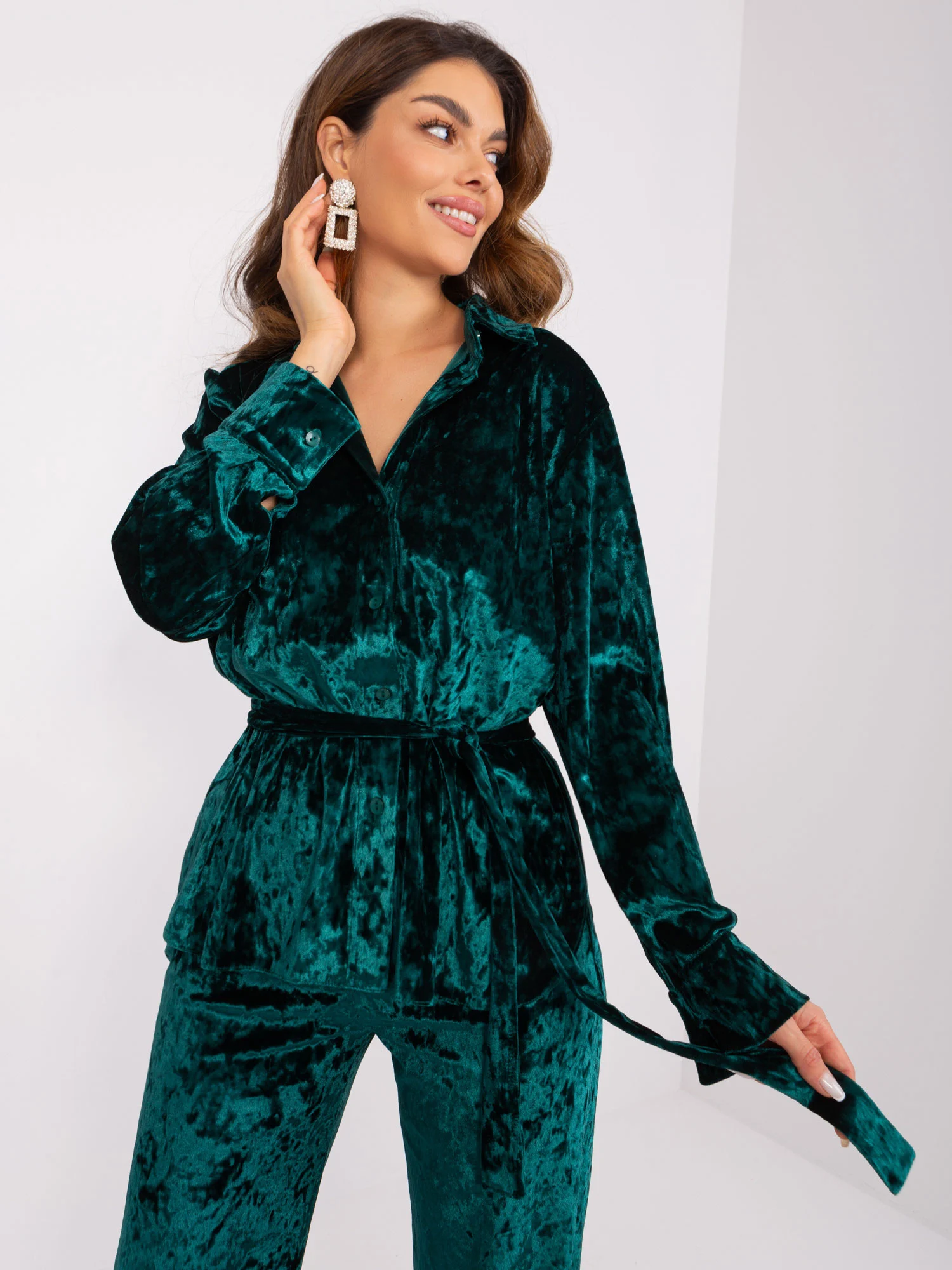 Compleu Dama Lunga, Larga, LAKERTA, Verde Casual - imagine 5