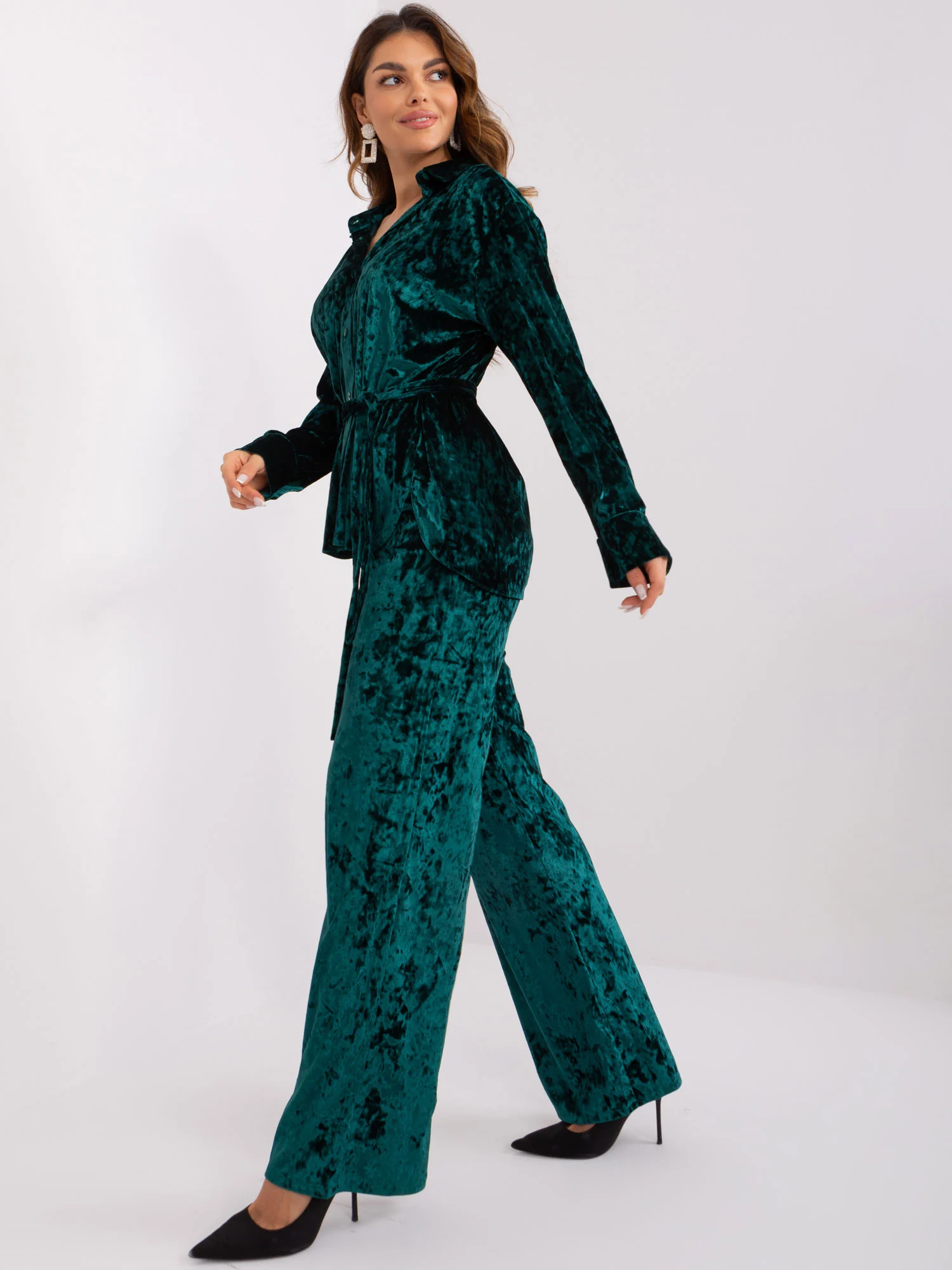Compleu Dama Lunga, Larga, LAKERTA, Verde Casual - imagine 2