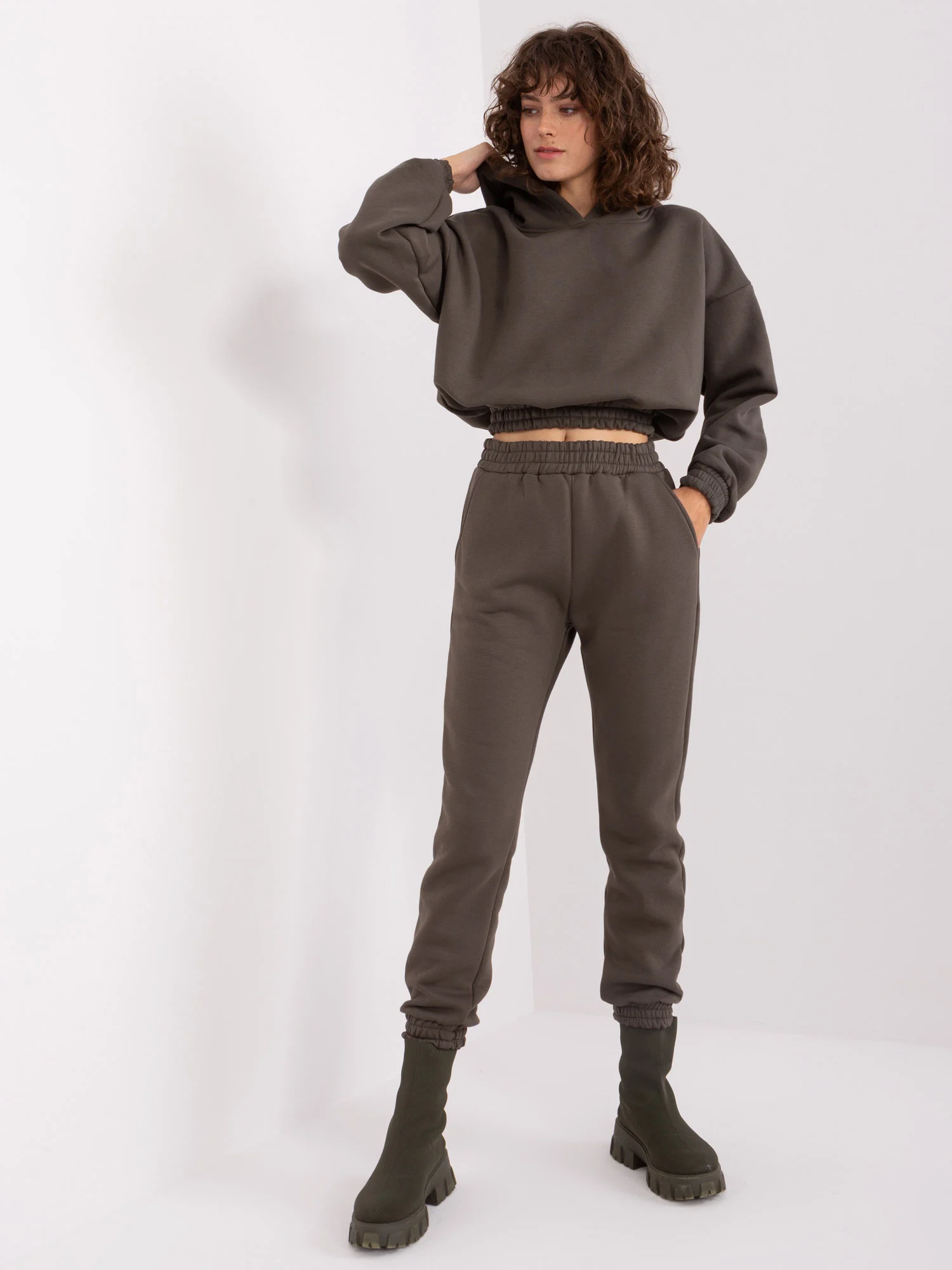 Compleu Dama Maneca lunga, Dreapta, Pointx, Khaki Casual - imagine 6