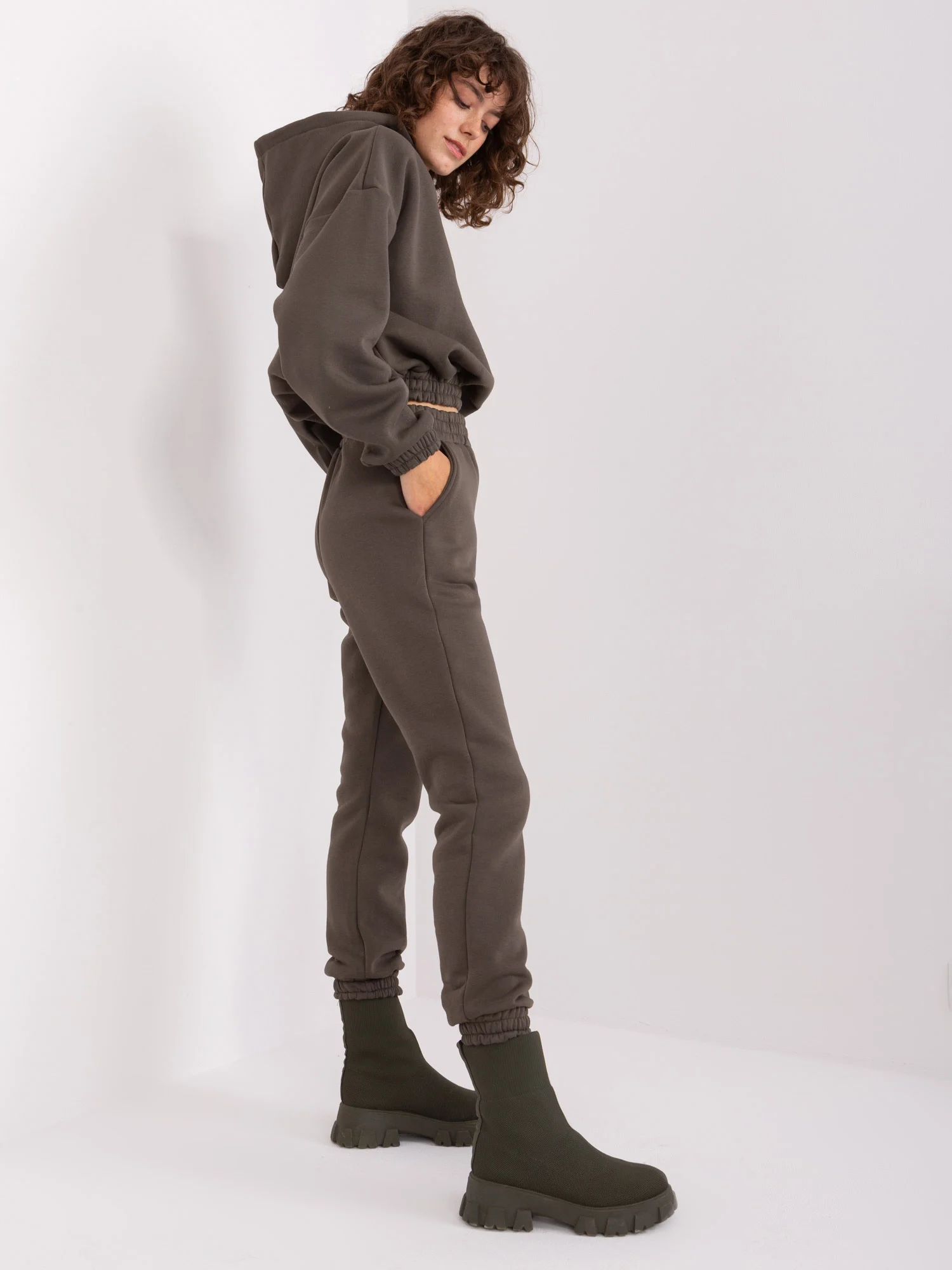 Compleu Dama Maneca lunga, Dreapta, Pointx, Khaki Casual - imagine 2