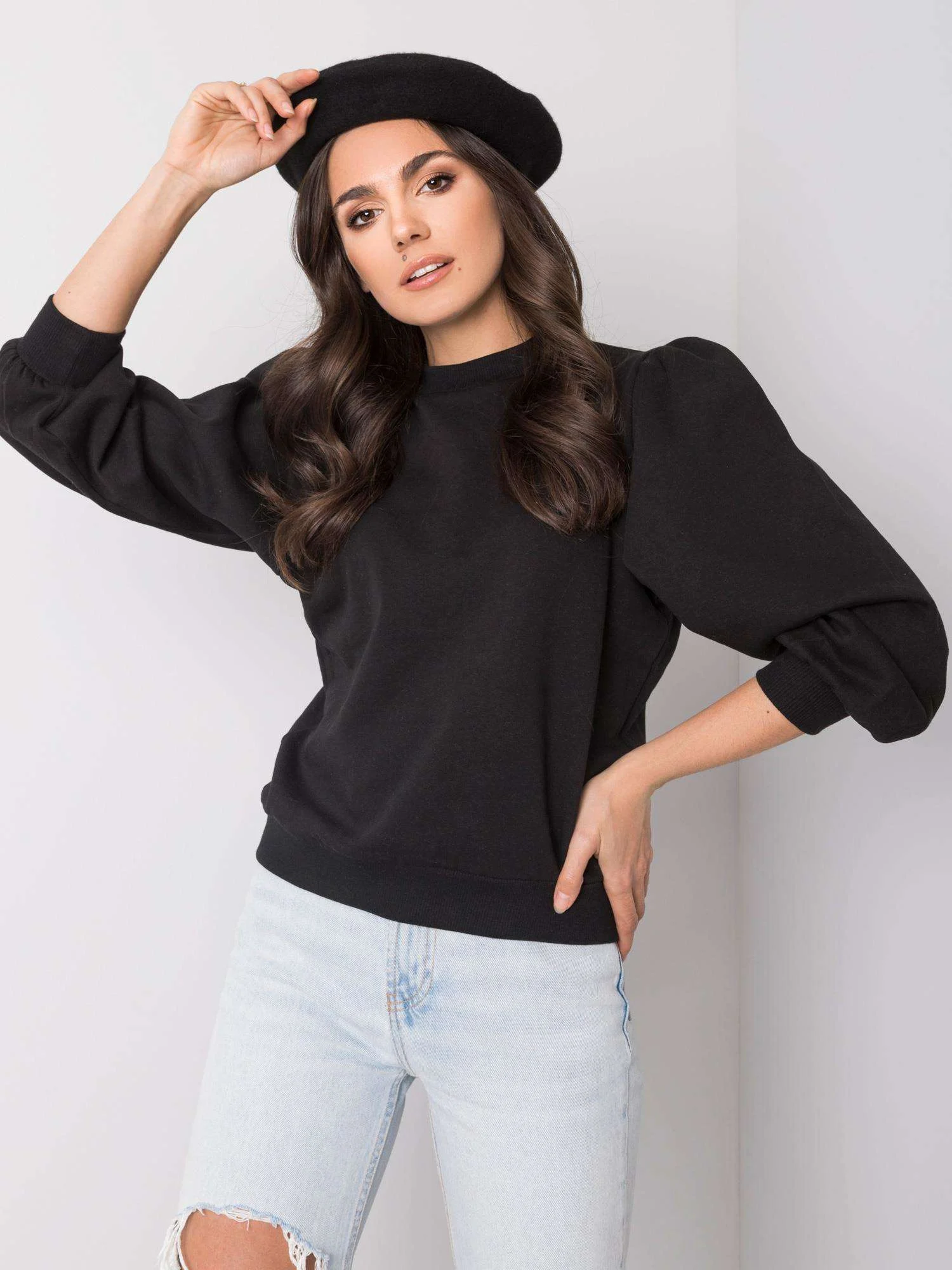 Hanorac Dama Maneca lunga, Decolteu rotund, NieZnaszMnie, Negru Casual Marimi Mari - imagine 3