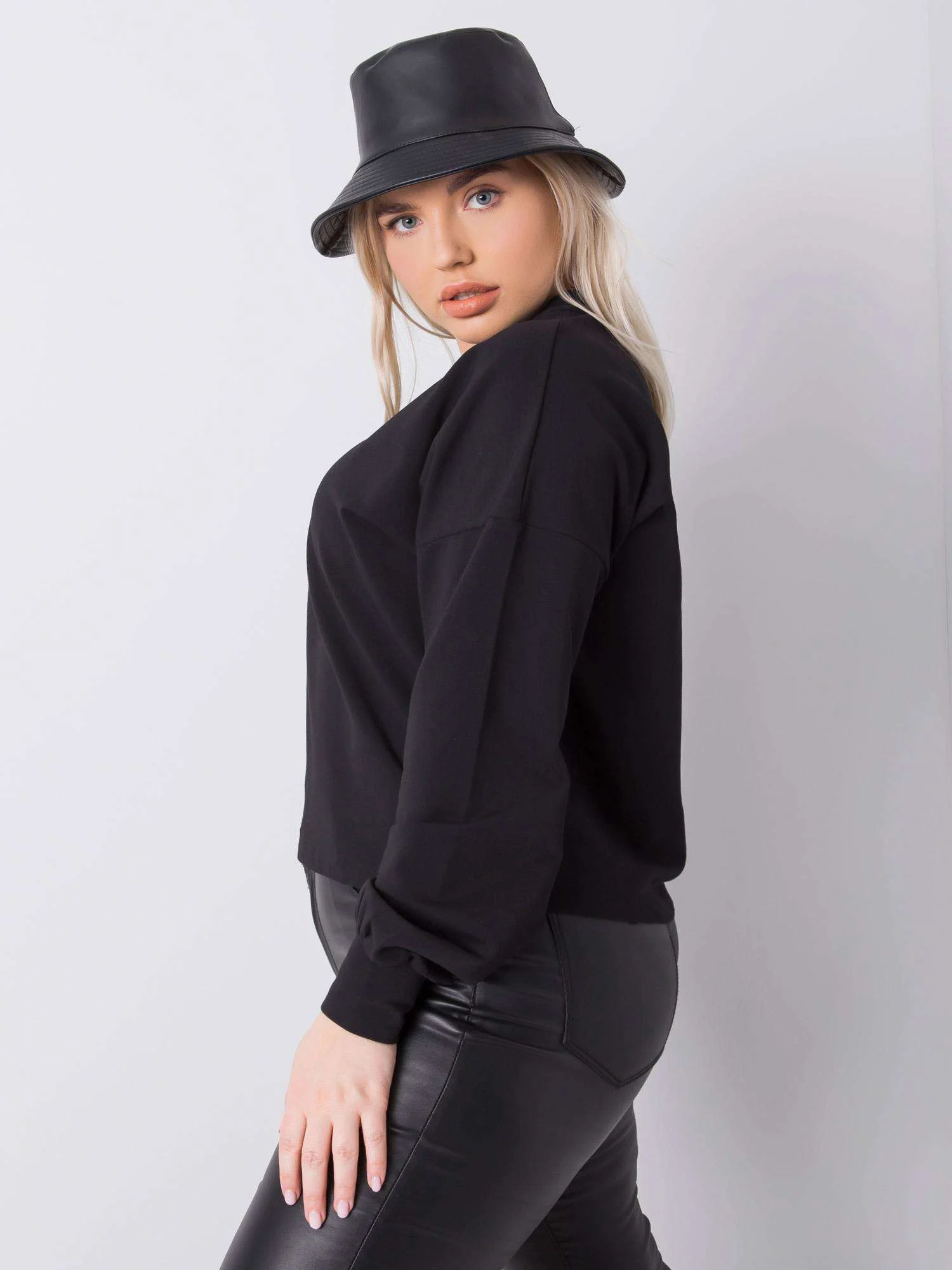 Hanorac Dama Maneca lunga, Decolteu rotund, BASIC FEEL GOOD, Negru Casual Marimi Mari - imagine 6