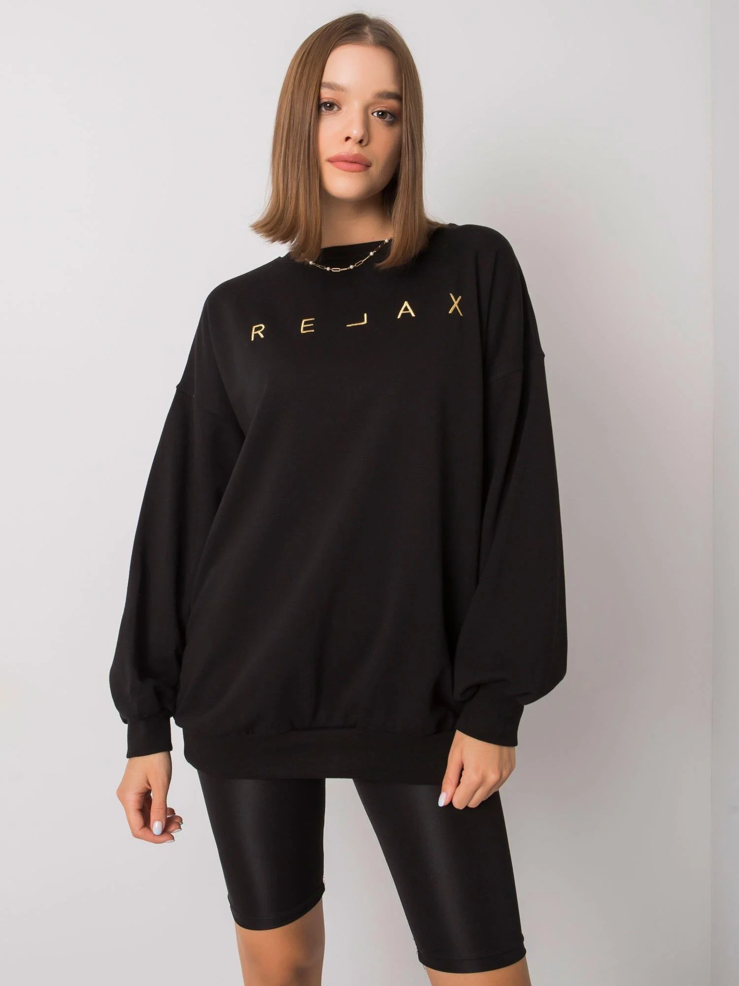 Hanorac Dama Maneca lunga, Imprimat, ex moda, Negru Casual - imagine 5