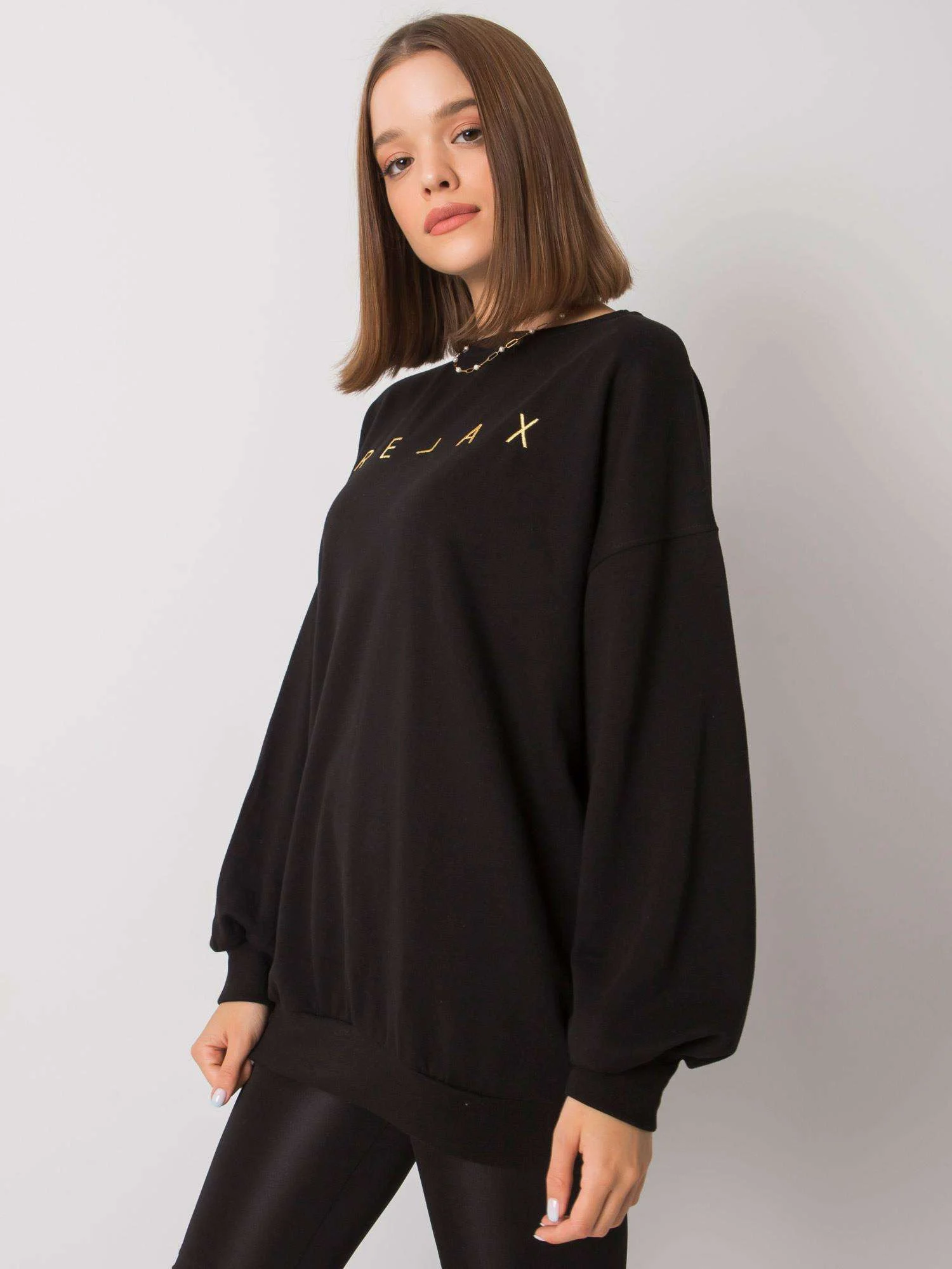 Hanorac Dama Maneca lunga, Imprimat, ex moda, Negru Casual - imagine 4