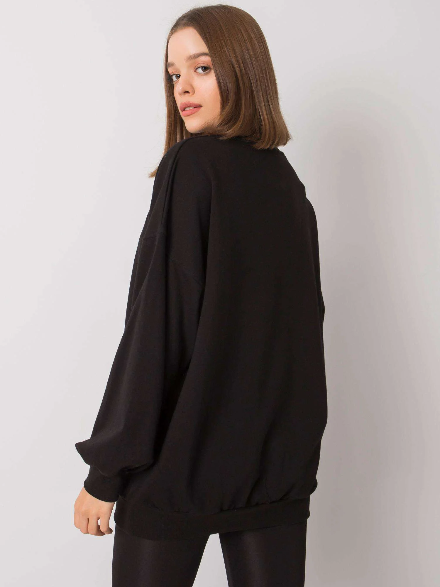 Hanorac Dama Maneca lunga, Imprimat, ex moda, Negru Casual - imagine 3