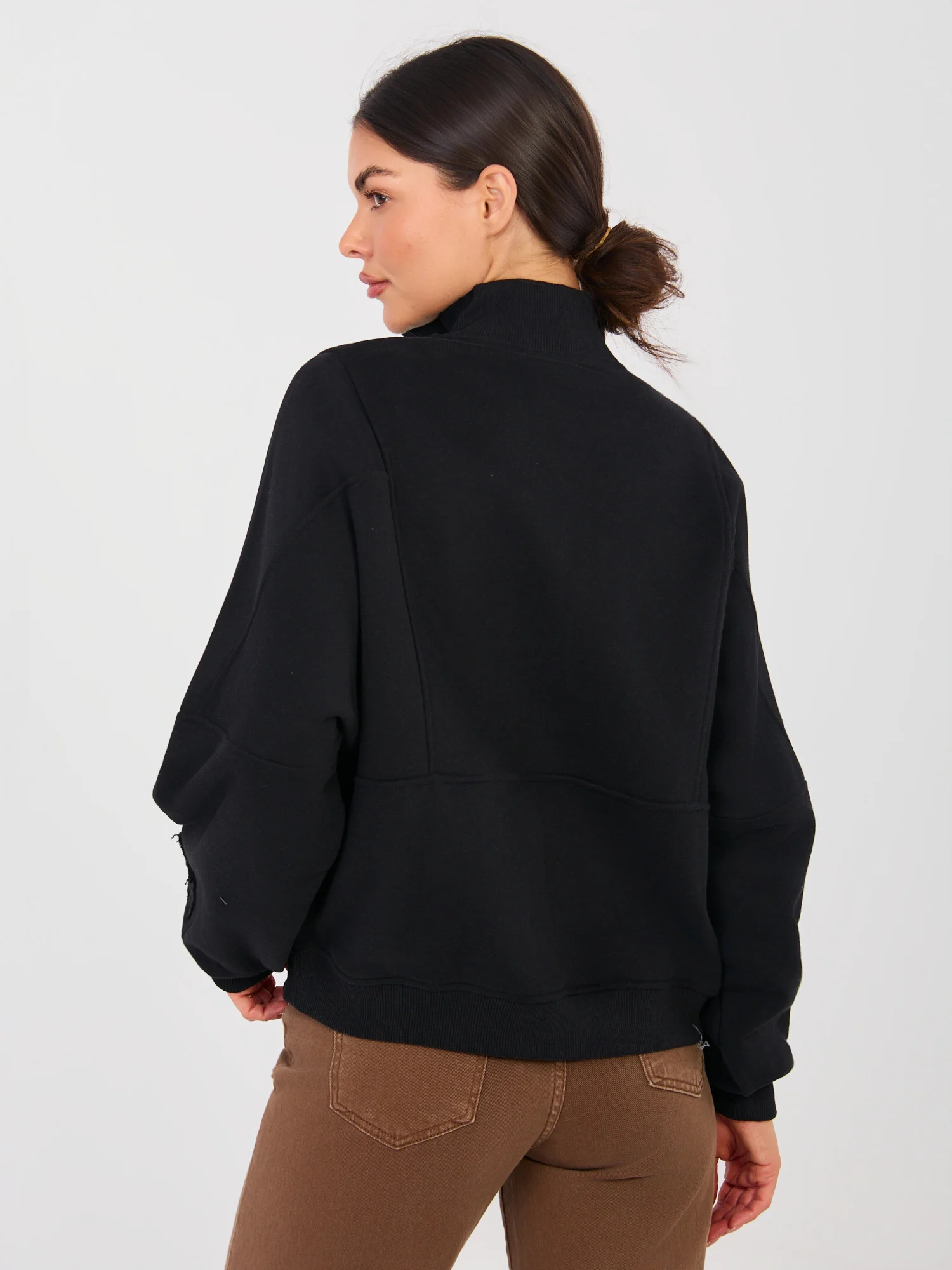 Hanorac Dama Maneca lunga, Decolteu guler tunica, NATURAL SIDE, Negru Casual - imagine 4