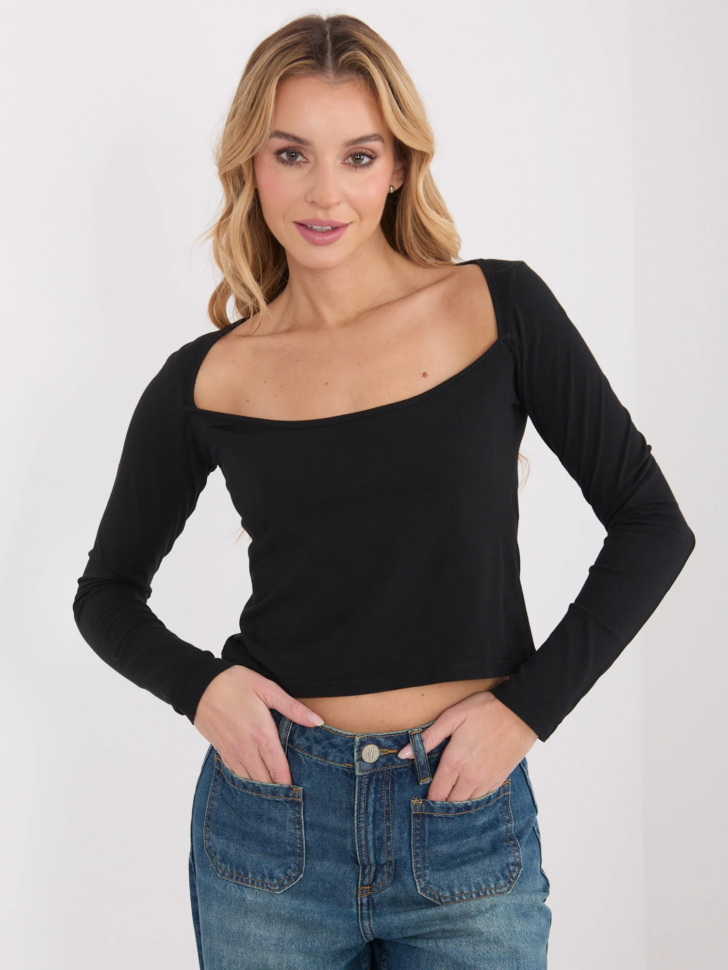 Bluza Dama Mini, Croiala dreapta, WESTEENE, Negru Eleganta Office - imagine 3